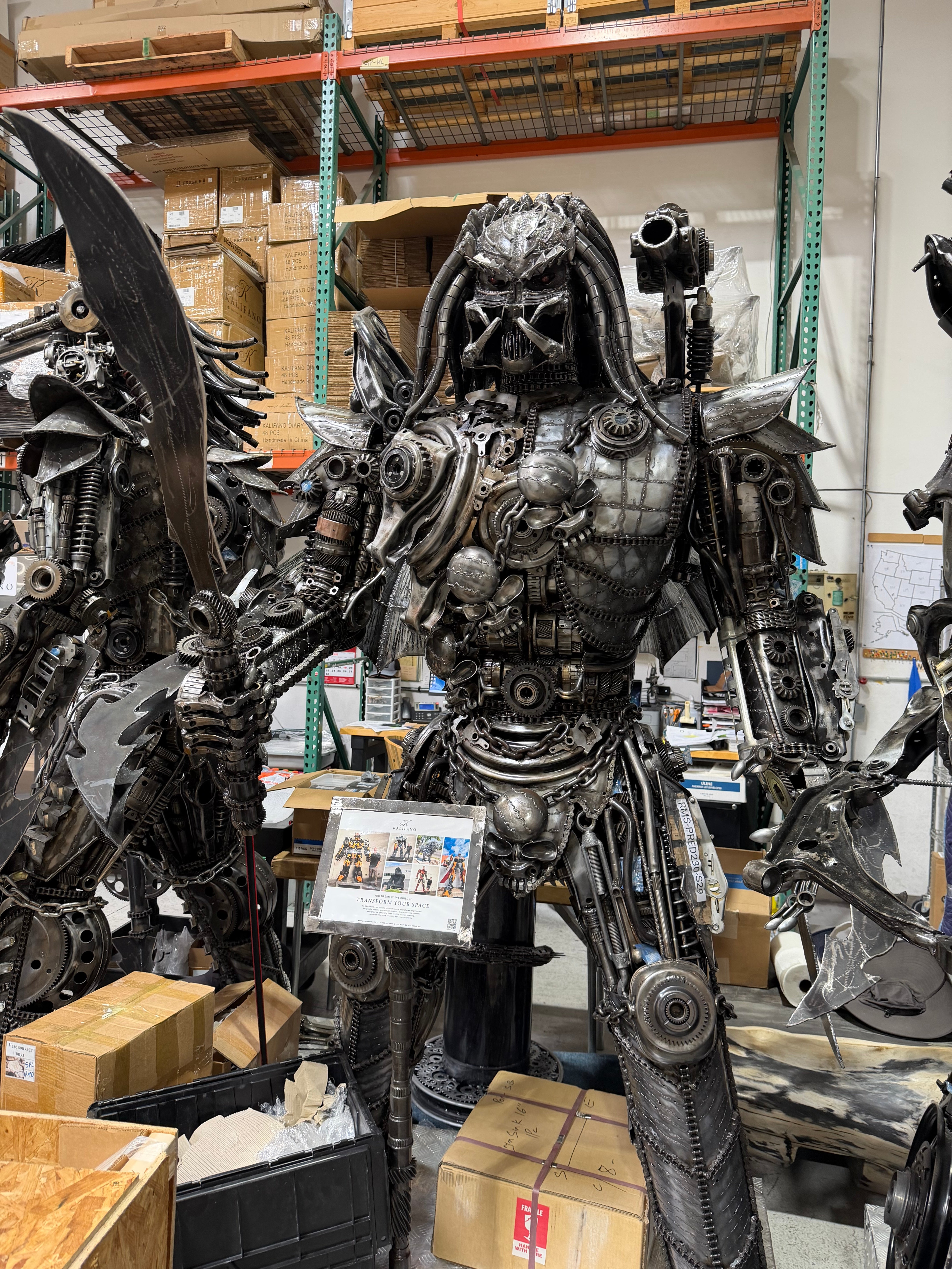 91" Predator Inspired Recycled Metal Art Sculpture
