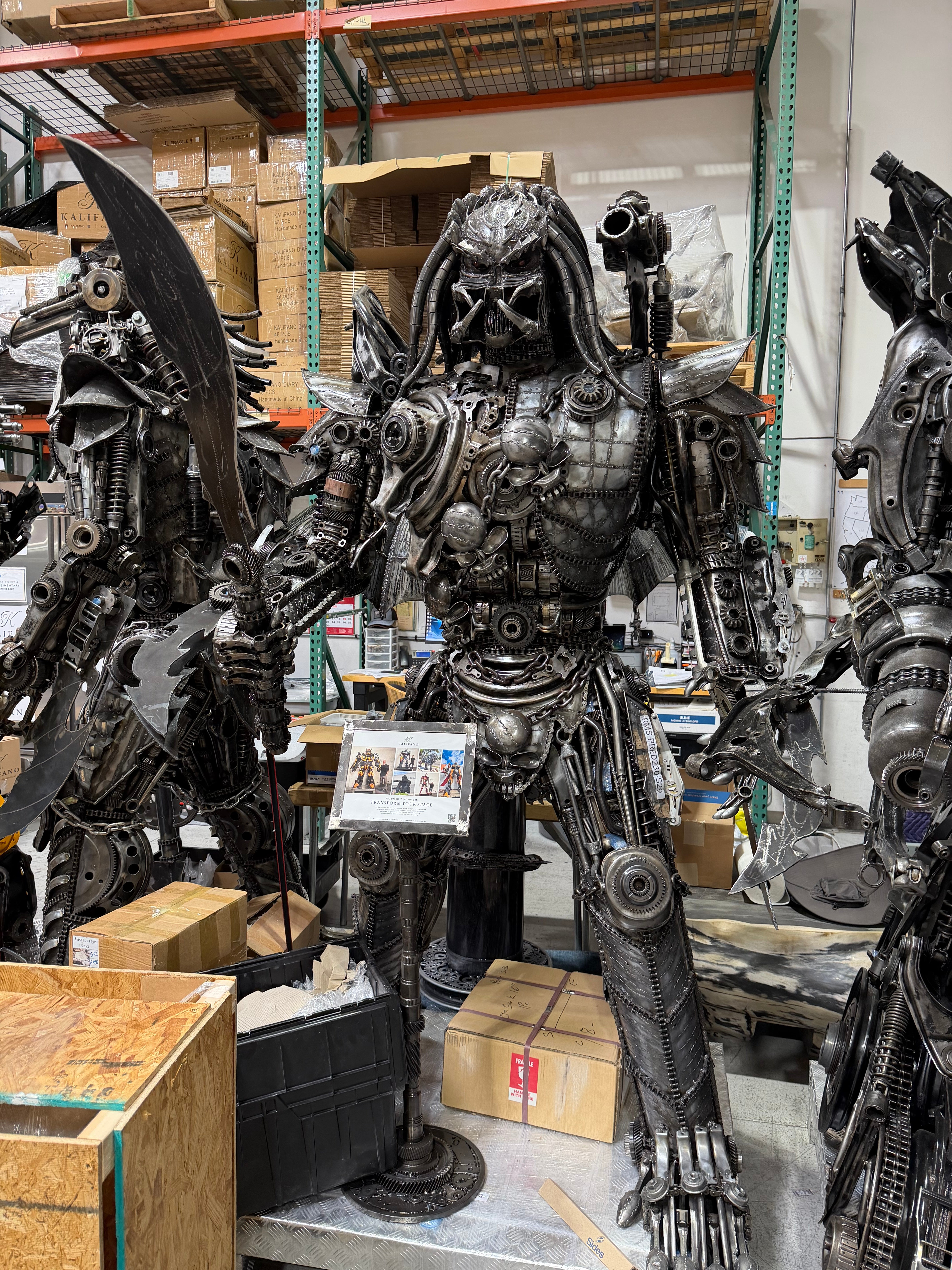 91" Predator Inspired Recycled Metal Art Sculpture