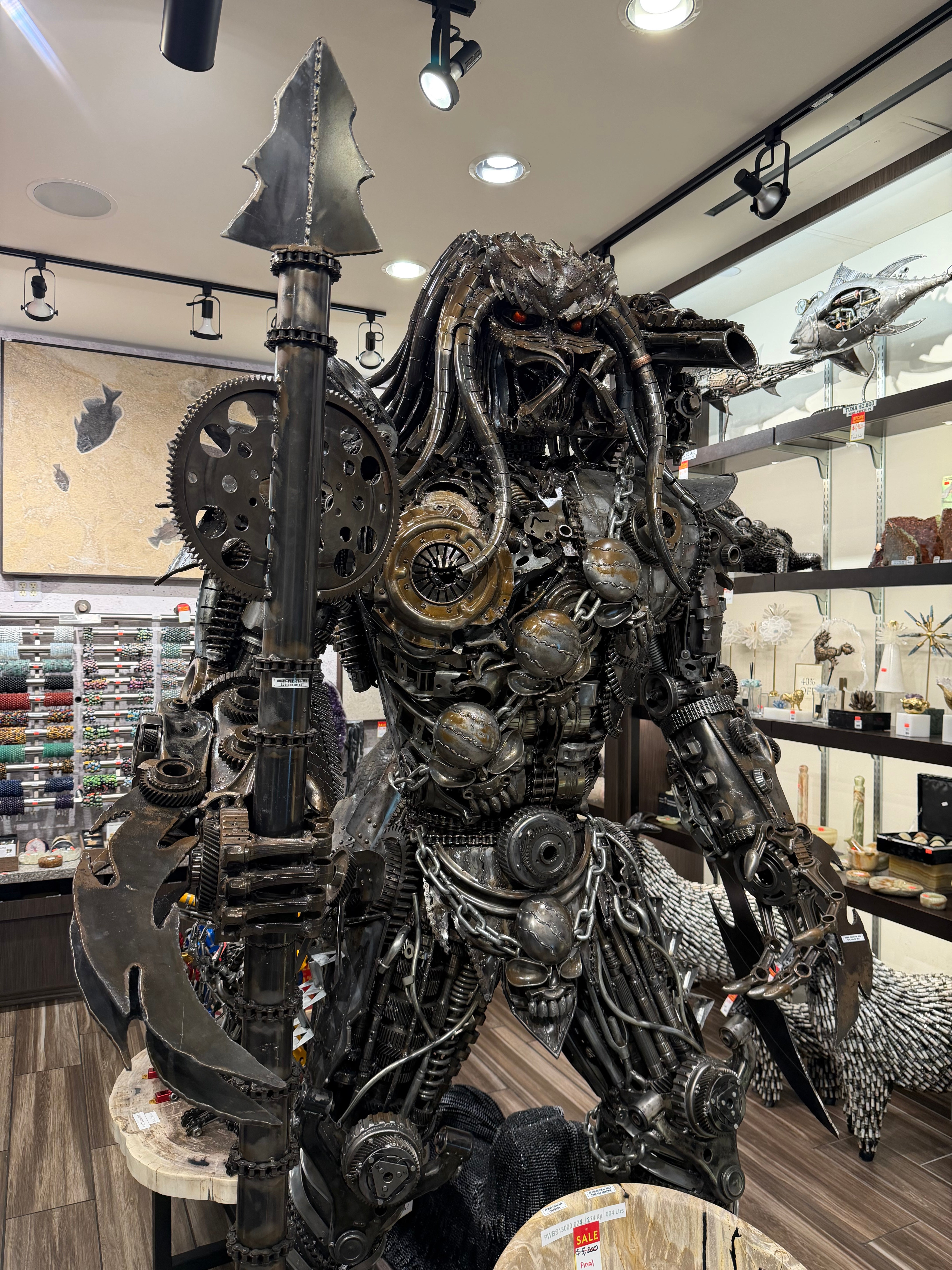 91" Predator Inspired Recycled Metal Art Sculpture