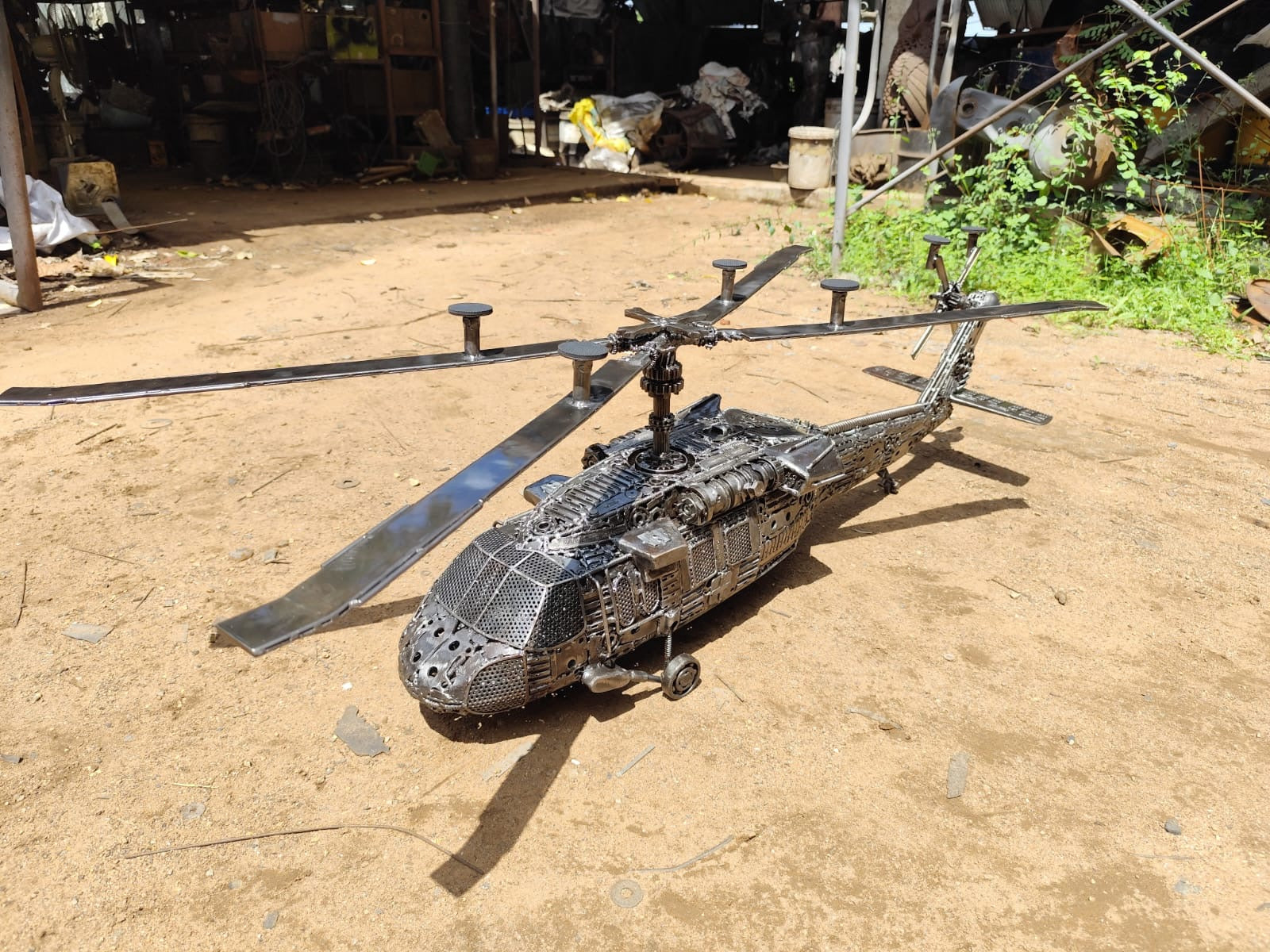 UH-60 Blackhawk - MEDEVAC Helicopter Recycled Metal Art Table