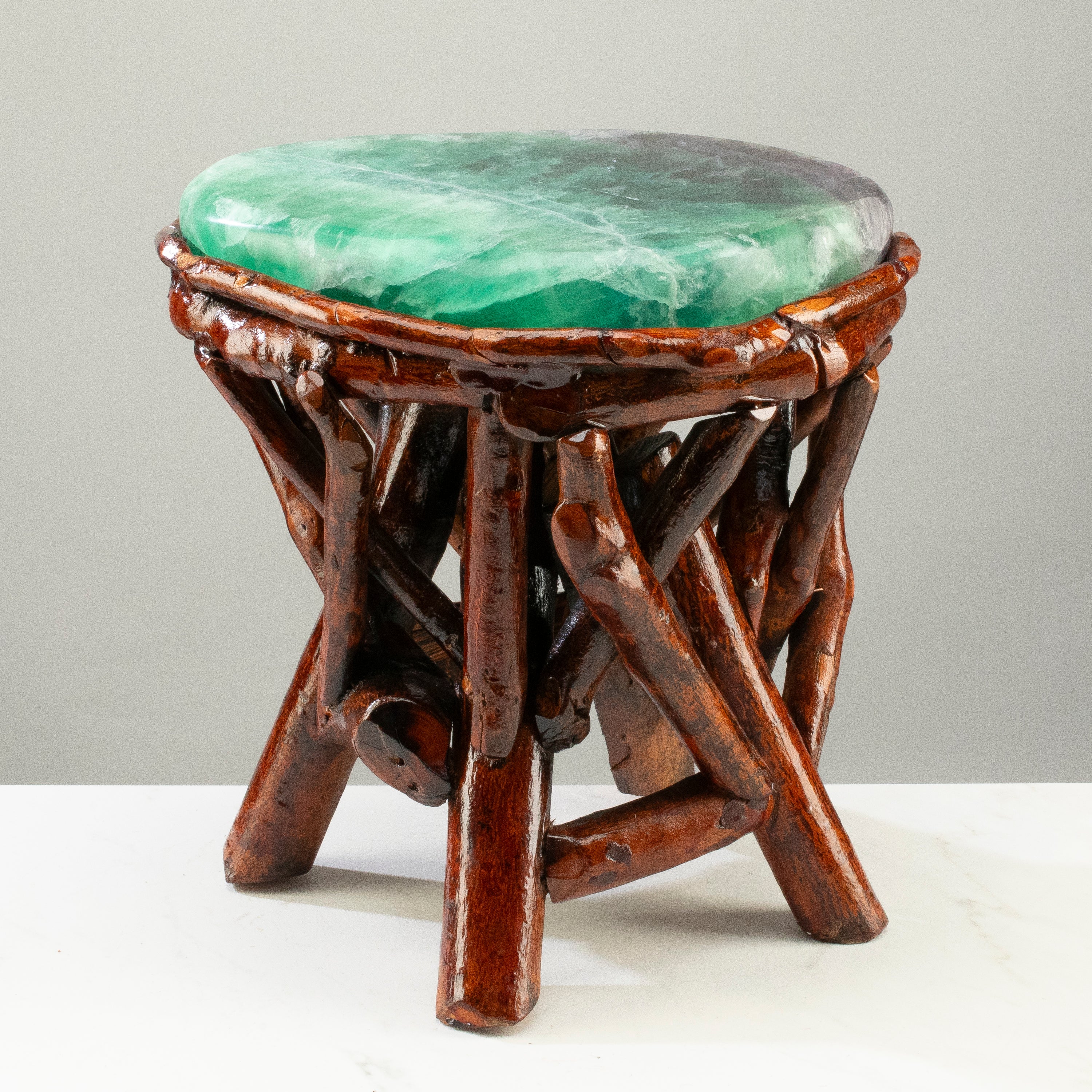 Green & Purple Fluorite Side Table 13"