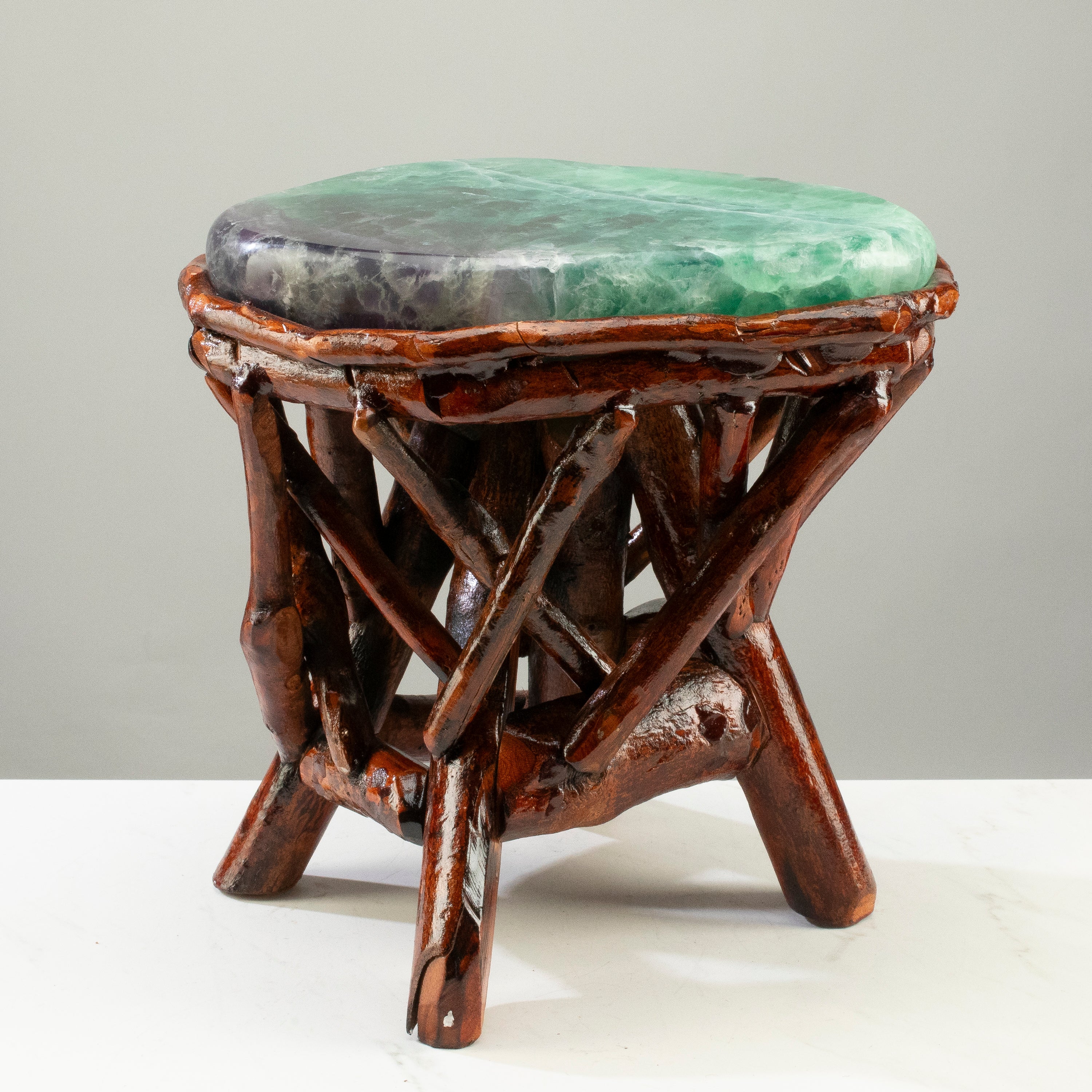 Green & Purple Fluorite Side Table 13"