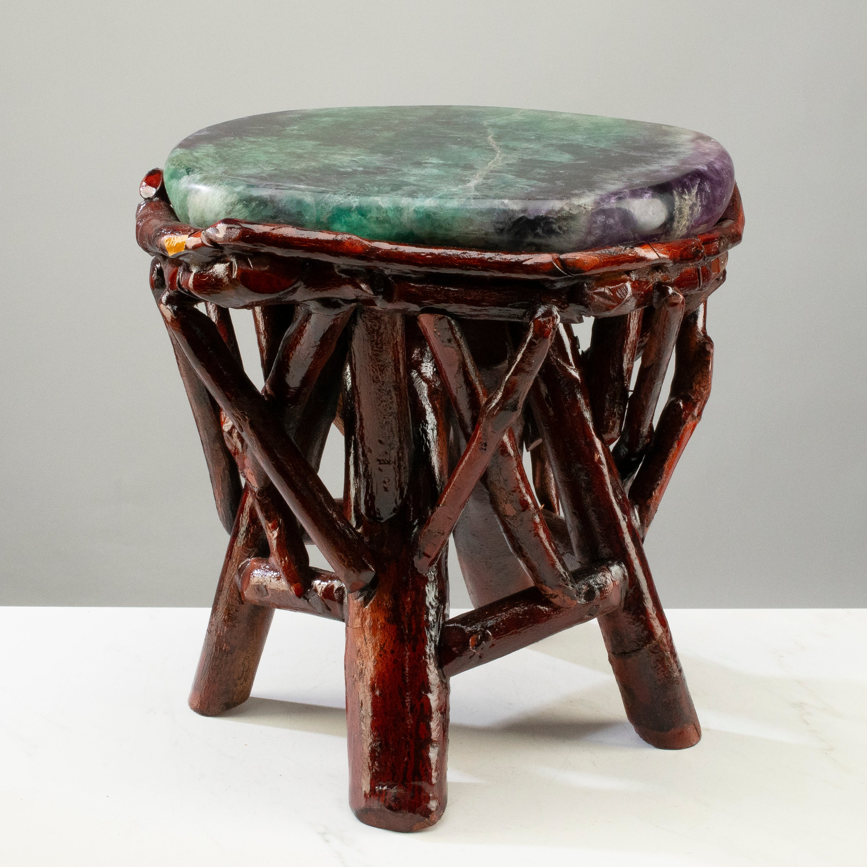 Green & Purple Fluorite Side Table 13.5"