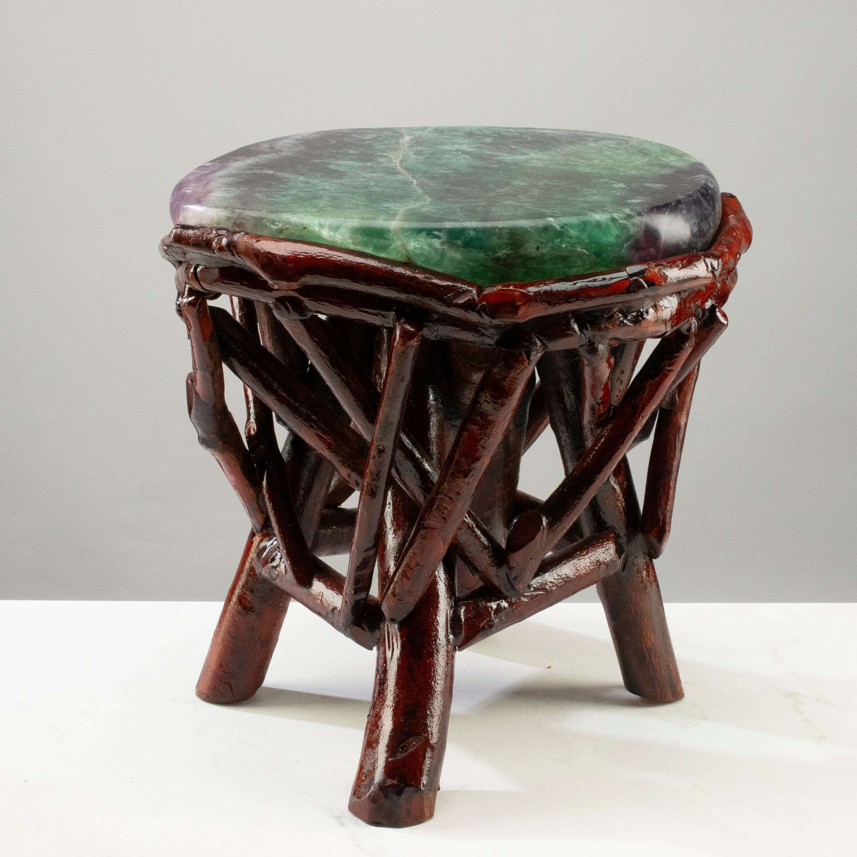 Green & Purple Fluorite Side Table 13.5"