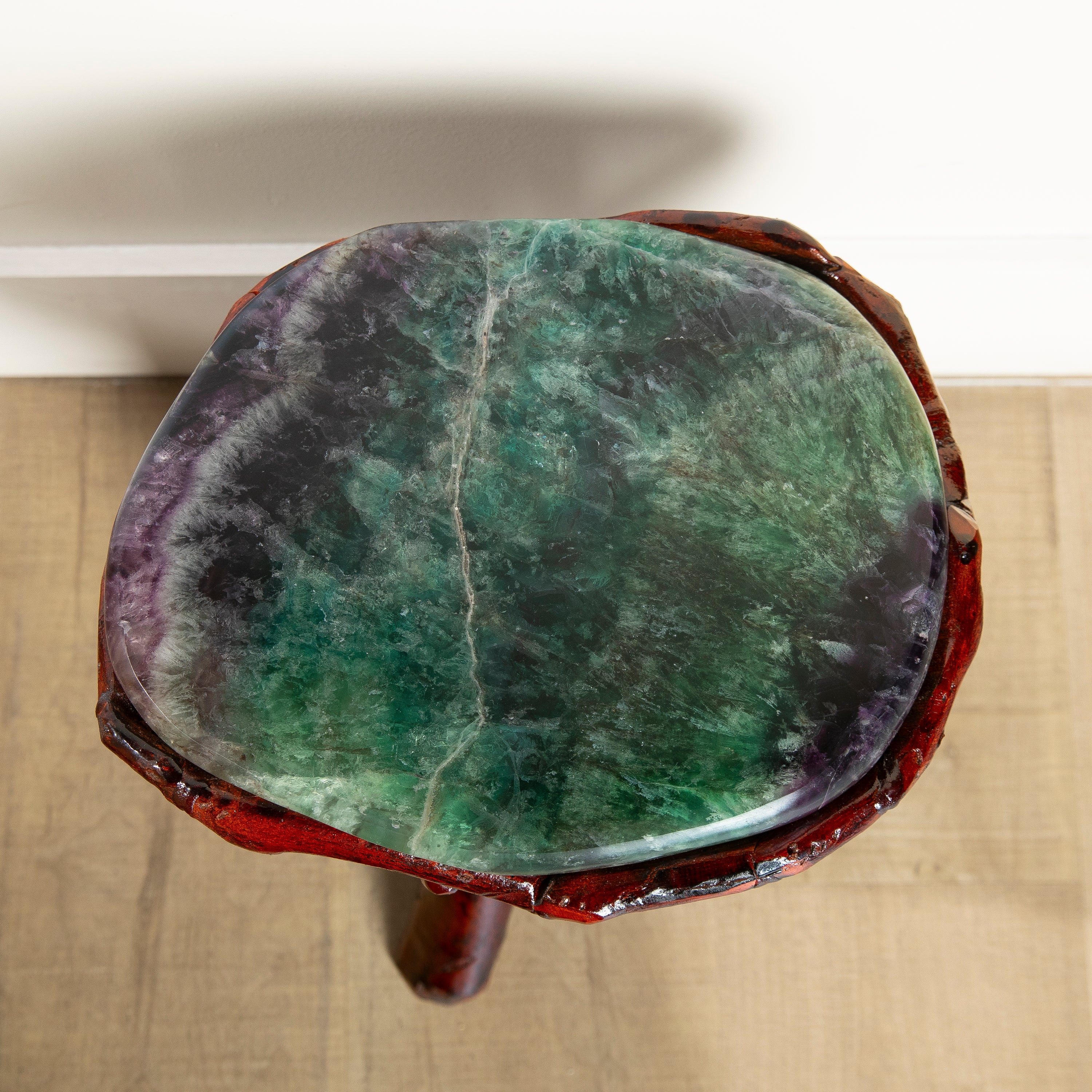 Green & Purple Fluorite Side Table 13.5"