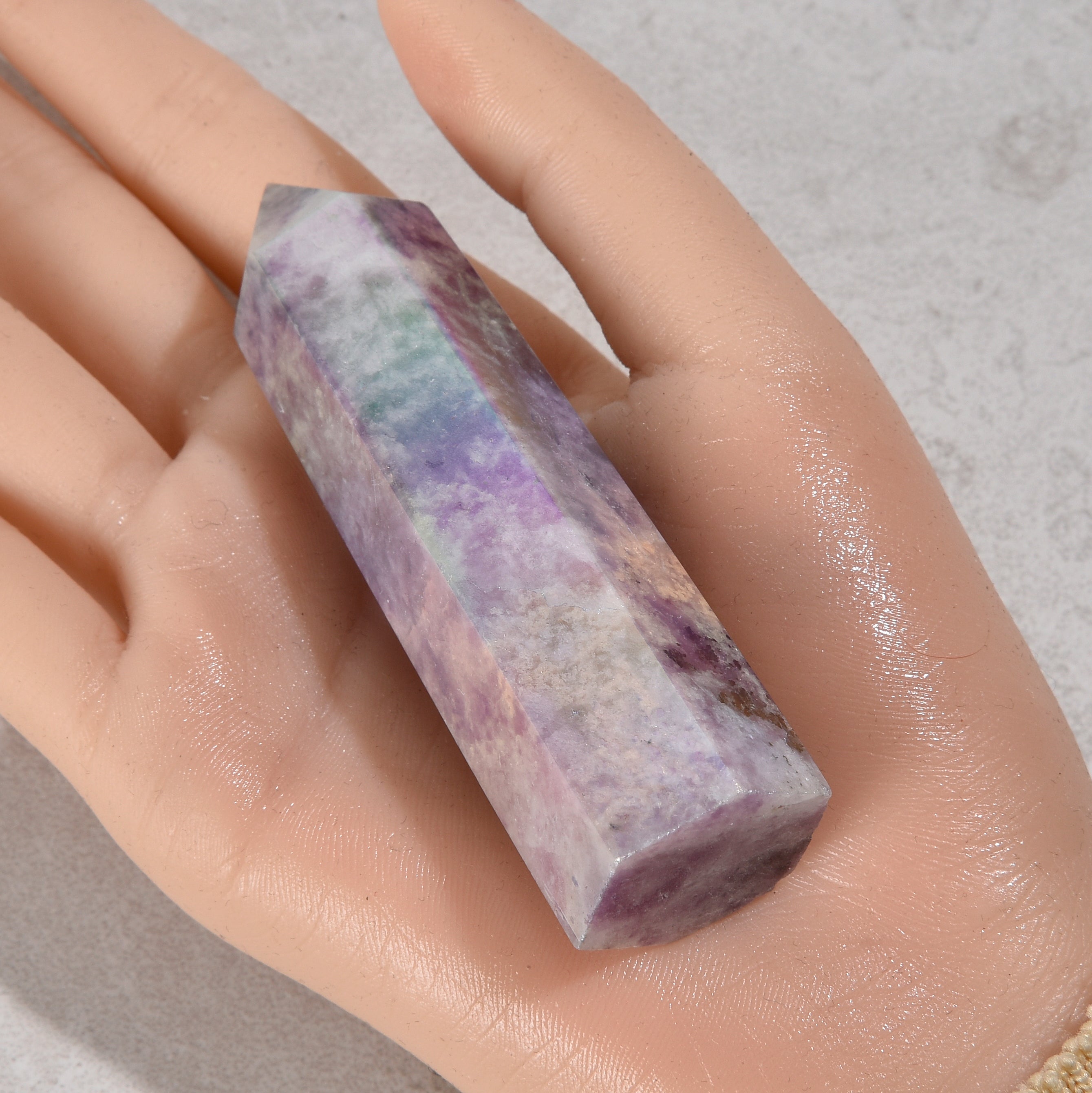 3.5" Aura Borealis Lepidolite Obelisk Tower Gemstone Carving