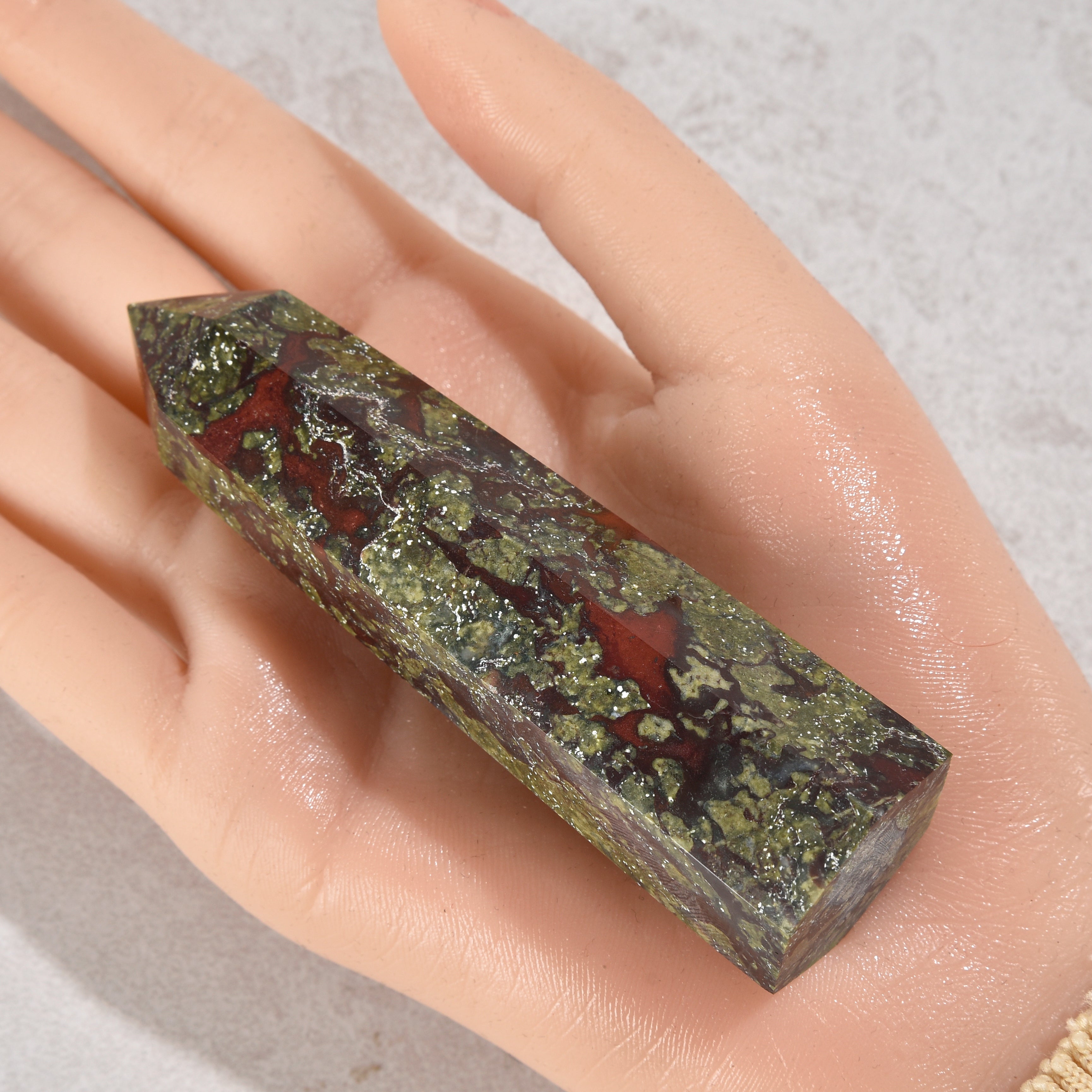 3.5" Bloodstone Obelisk Tower Gemstone Carving