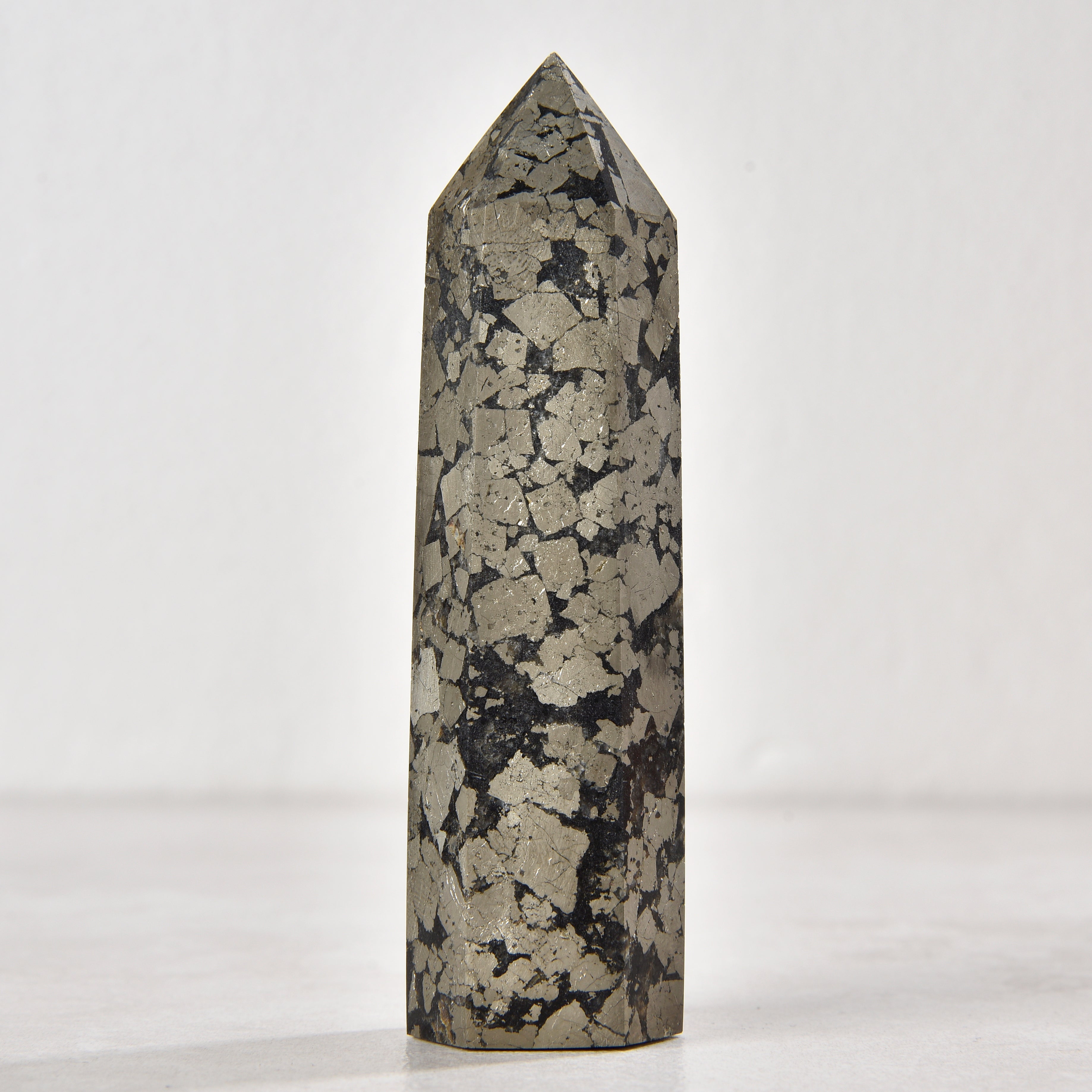 3.5" Pyrite Obelisk Tower Gemstone Carving