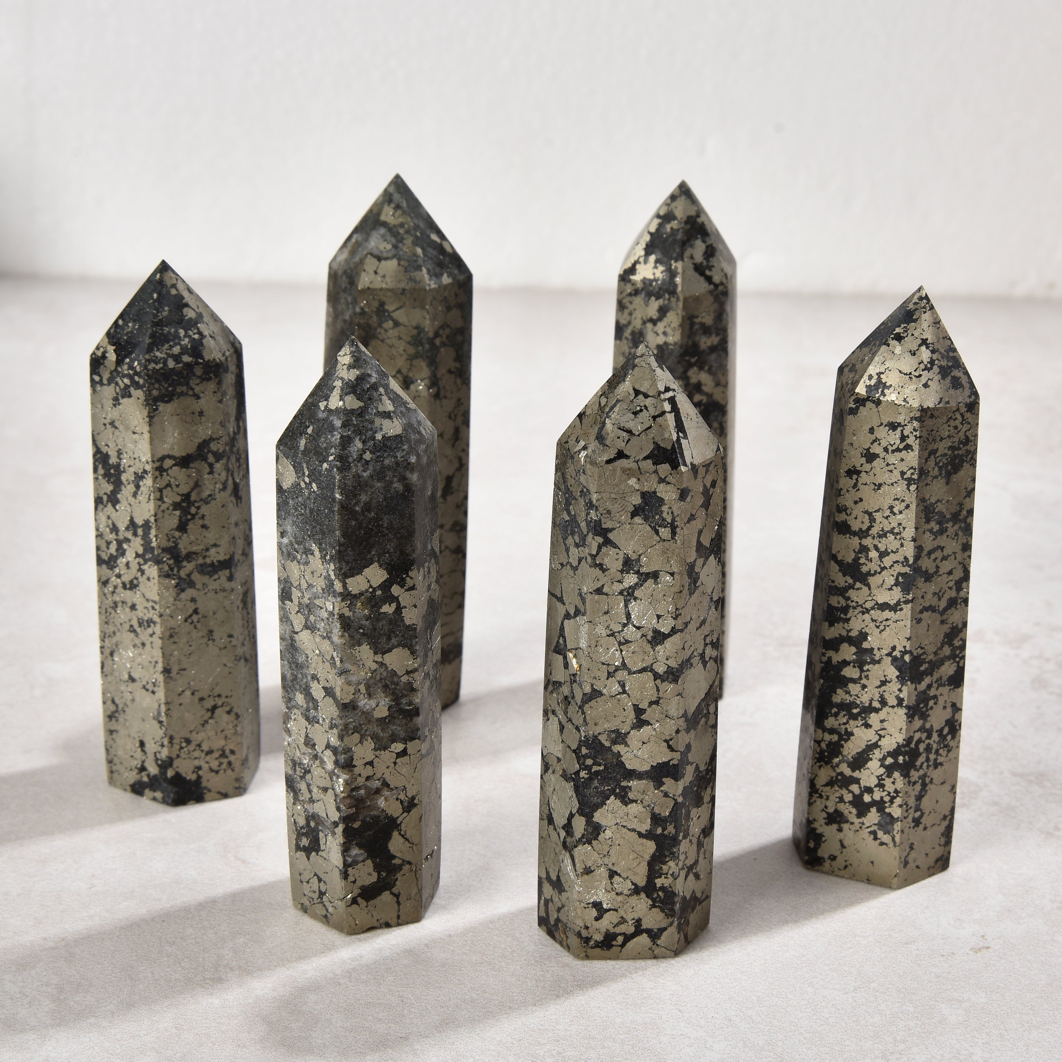 3.5" Pyrite Obelisk Tower Gemstone Carving