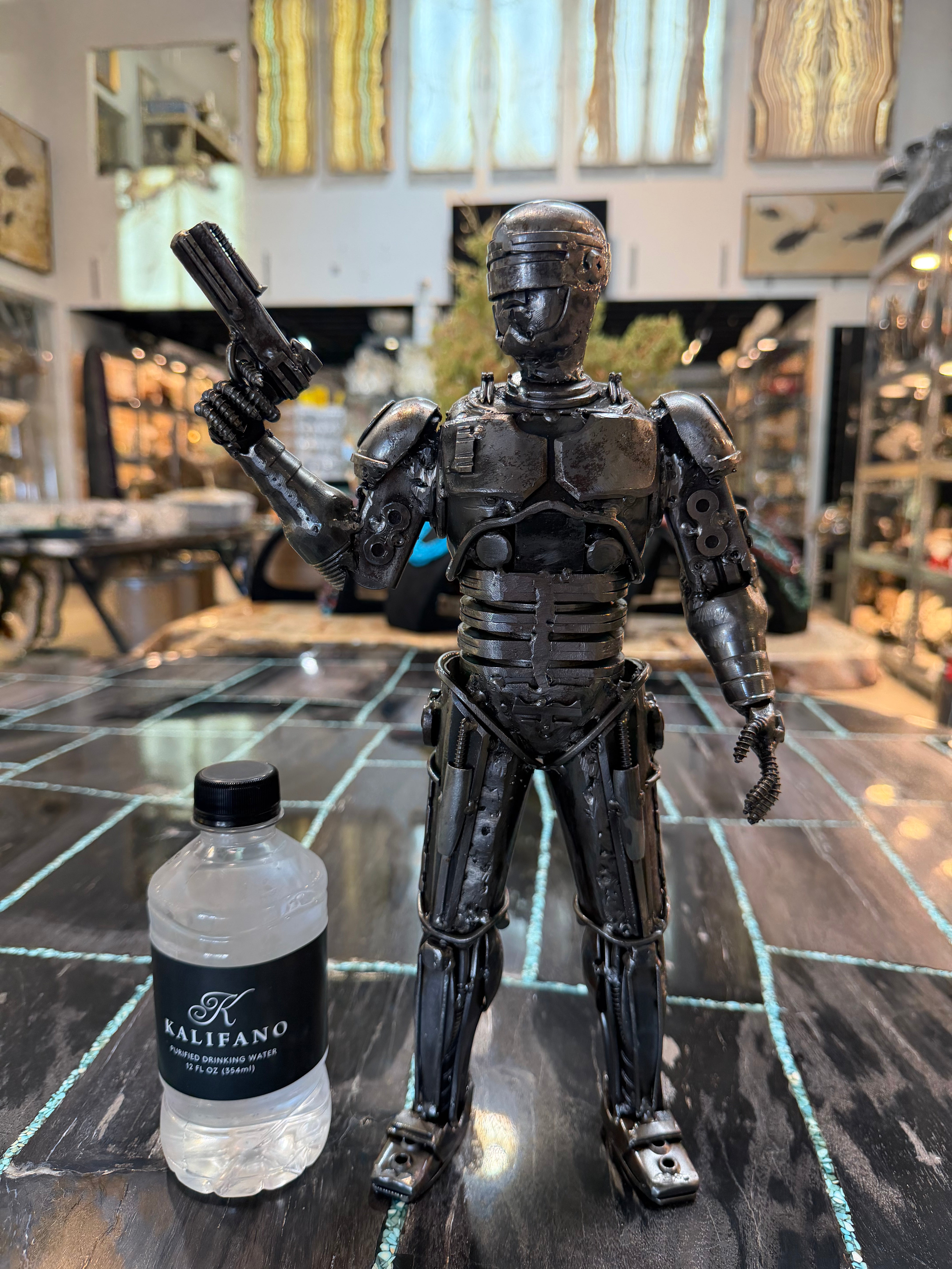 16" Robocop Inspired Recycled Metal Sculpture