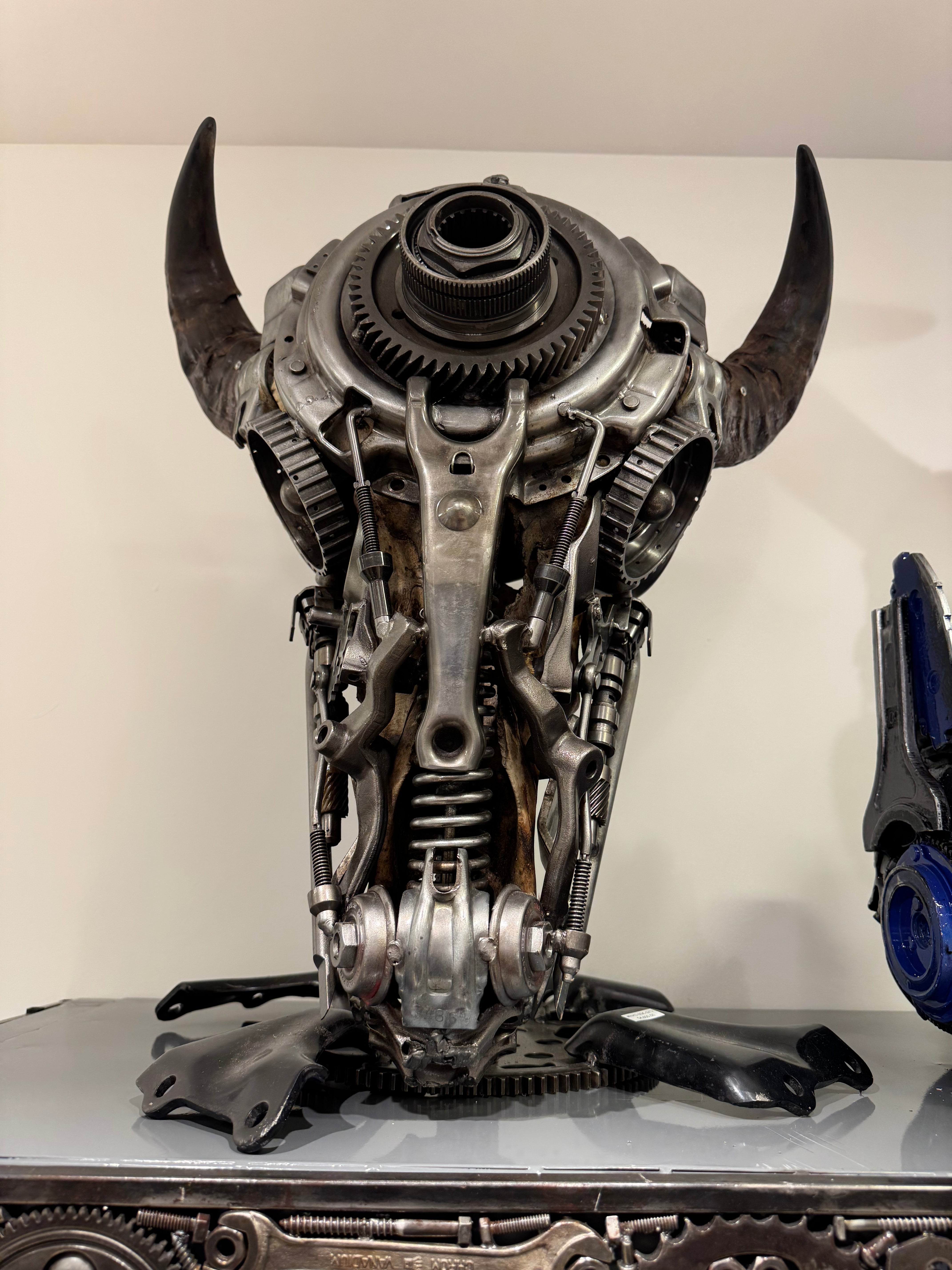 Bull Skull Recycled Metal Art Sculpture