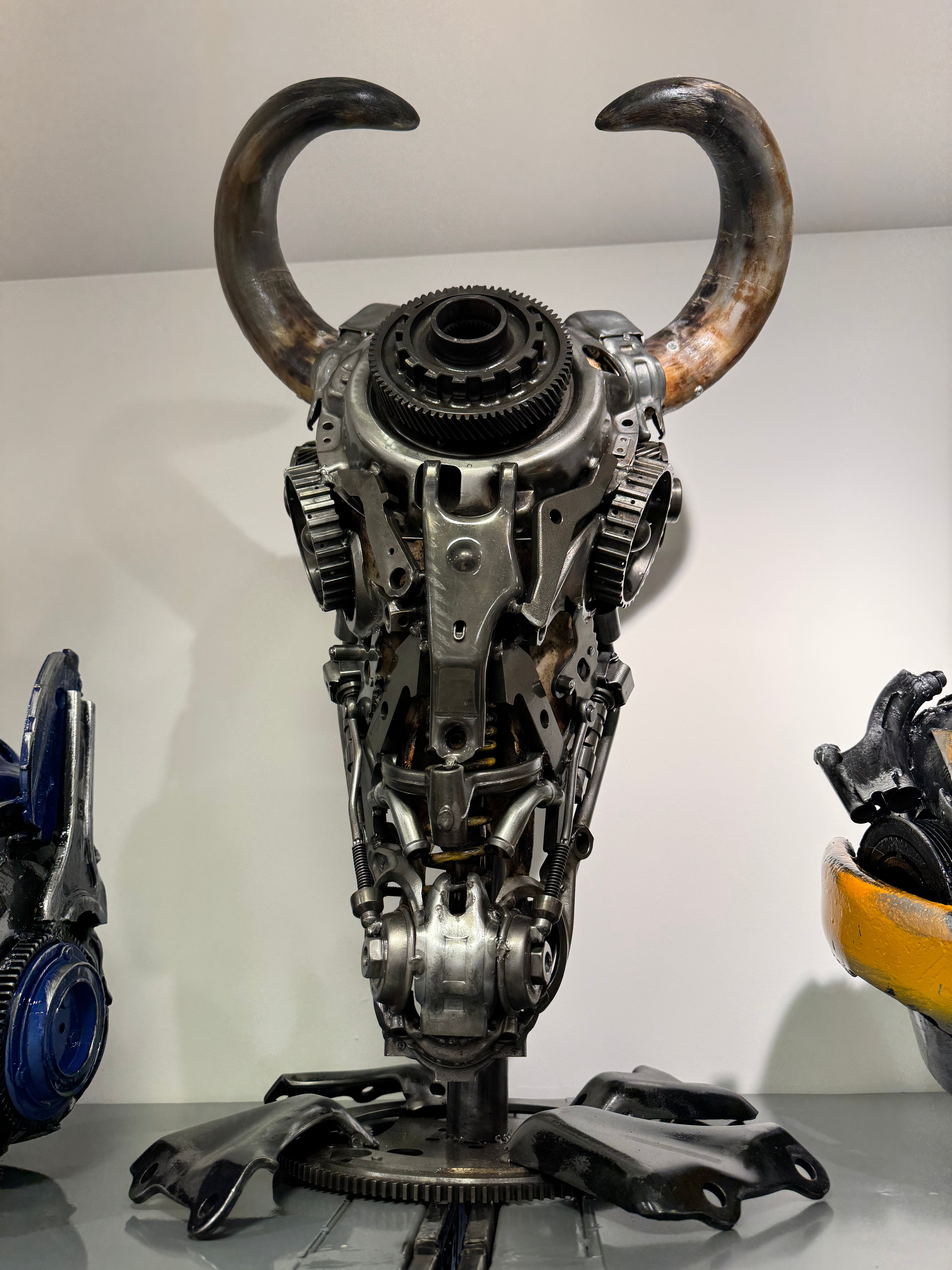 Bull Skull Recycled Metal Art Sculpture