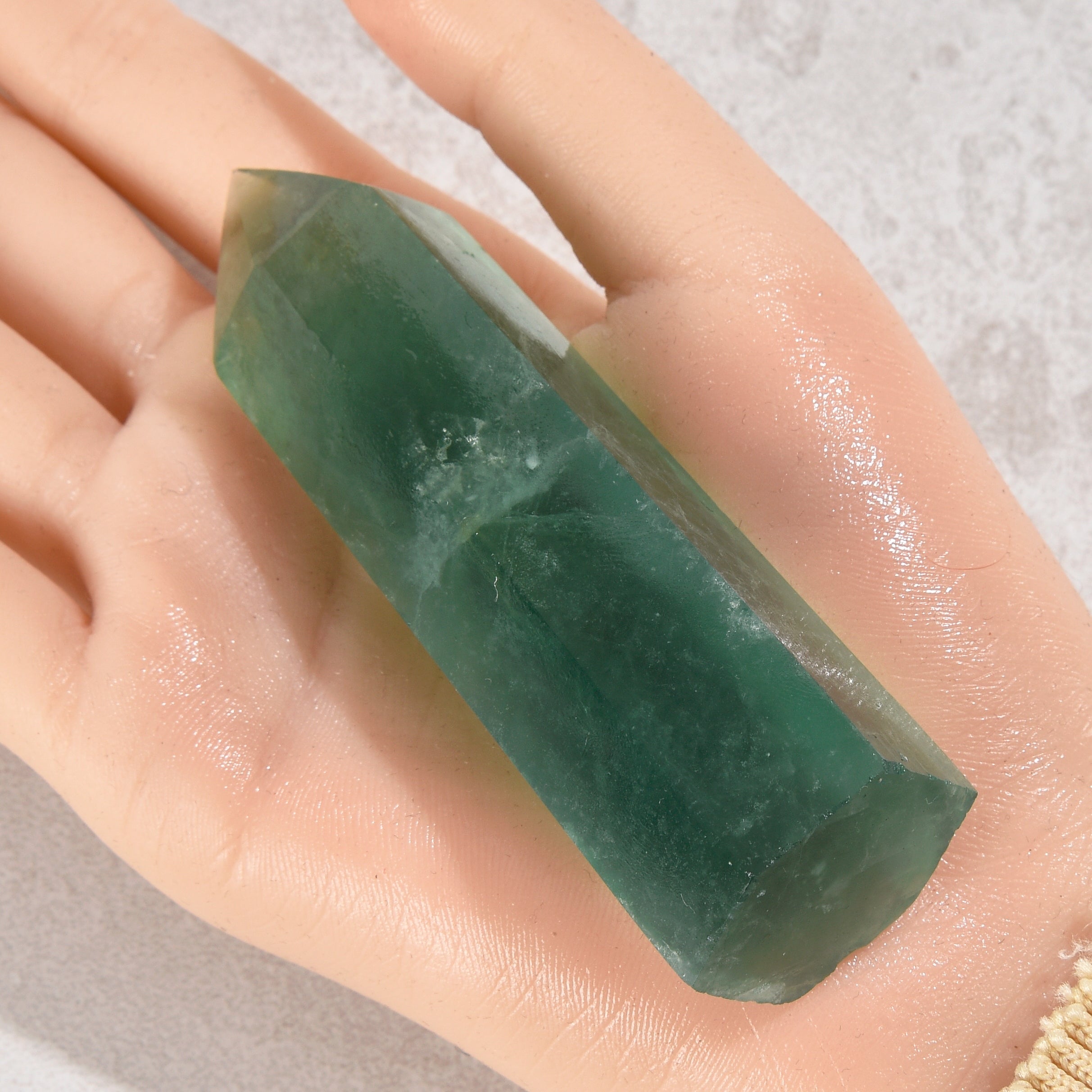 3.5" Green Fluorite Obelisk Tower Gemstone Carving