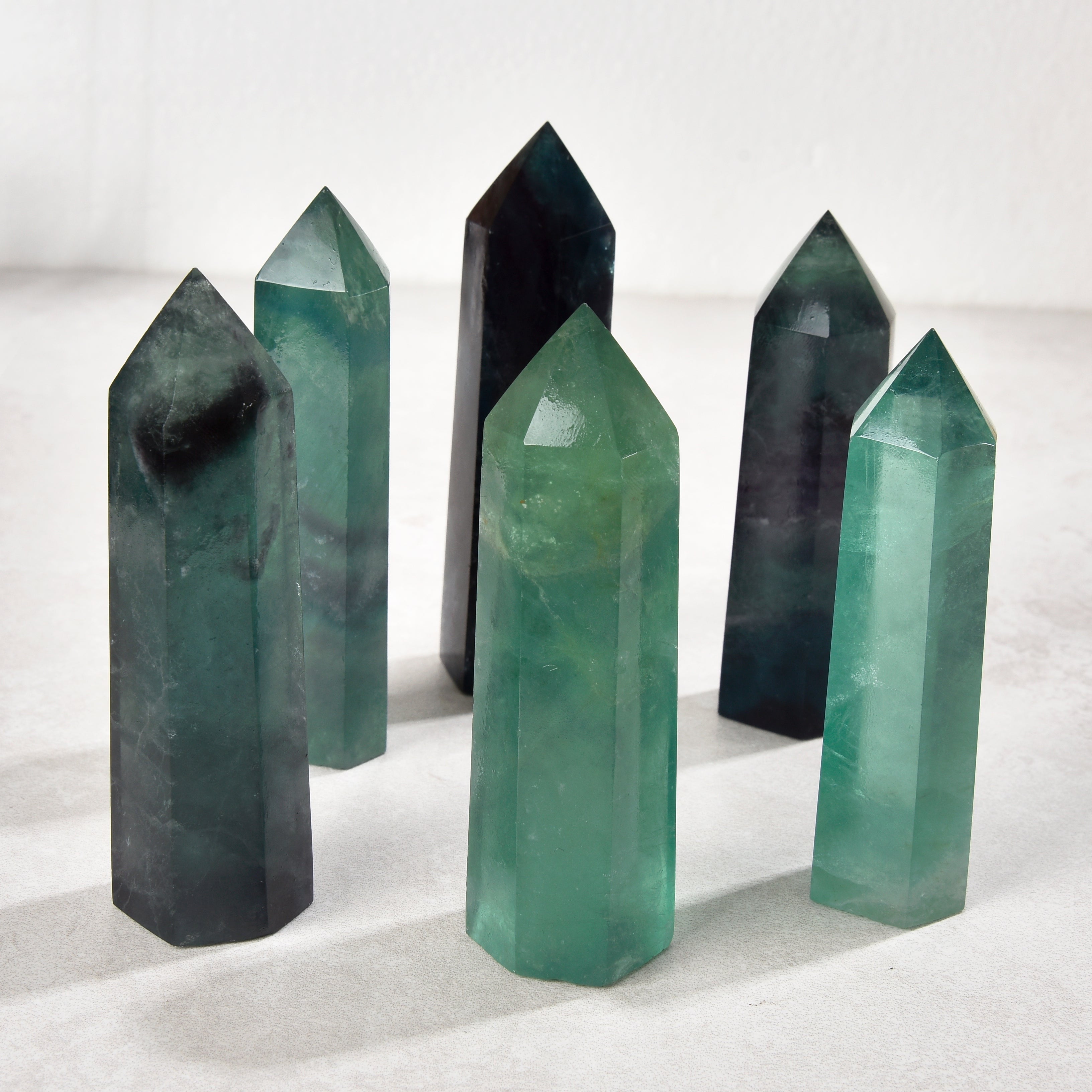 3.5" Green Fluorite Obelisk Tower Gemstone Carving