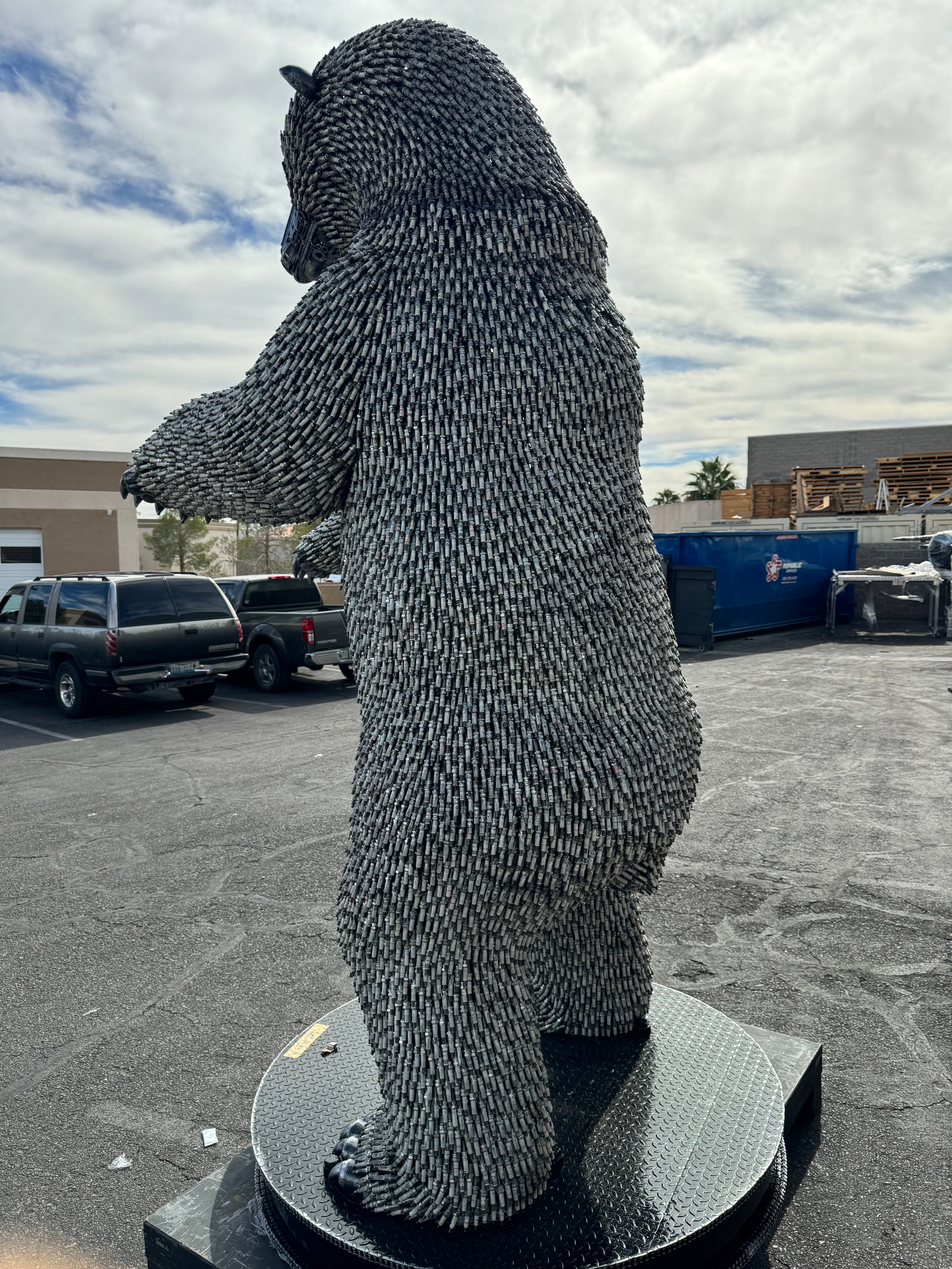 106" Spark Plug Polar Bear (20,000+) Recycled Metal Sculpture