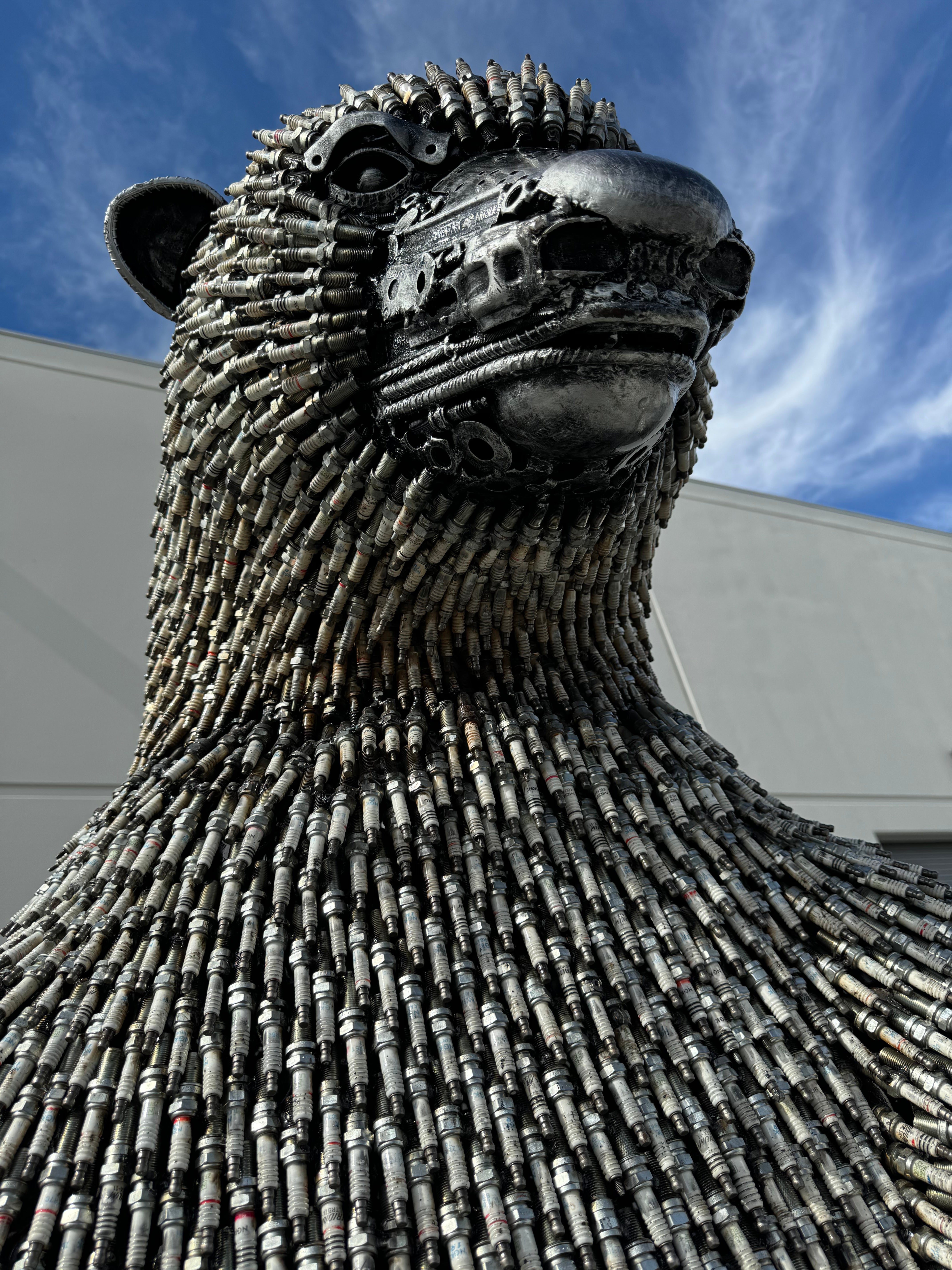 106" Spark Plug Polar Bear (20,000+) Recycled Metal Sculpture