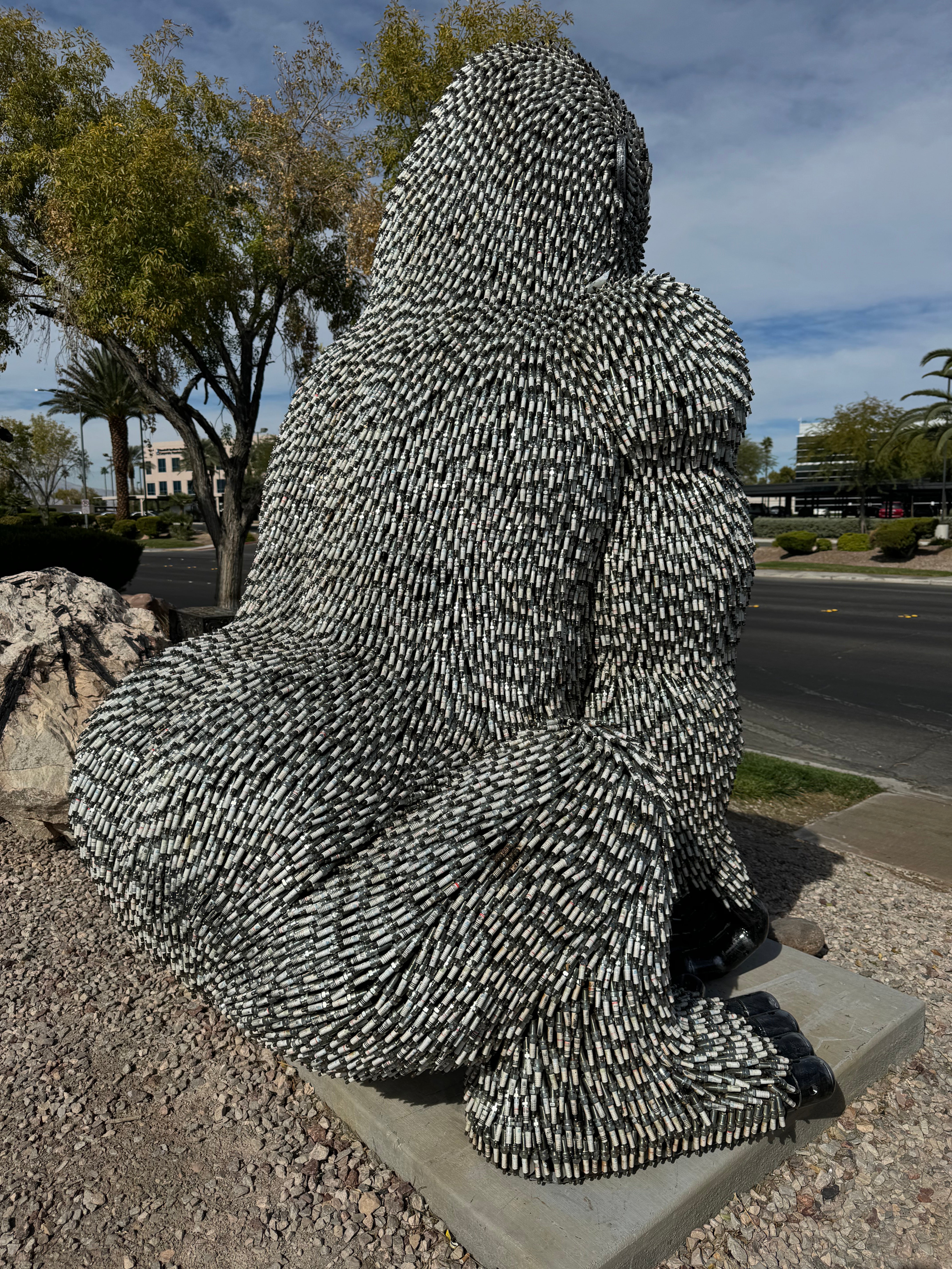 86" Seated Spark Plug (24,000+)  KingKong Inspired Recycled Metal Sculpture