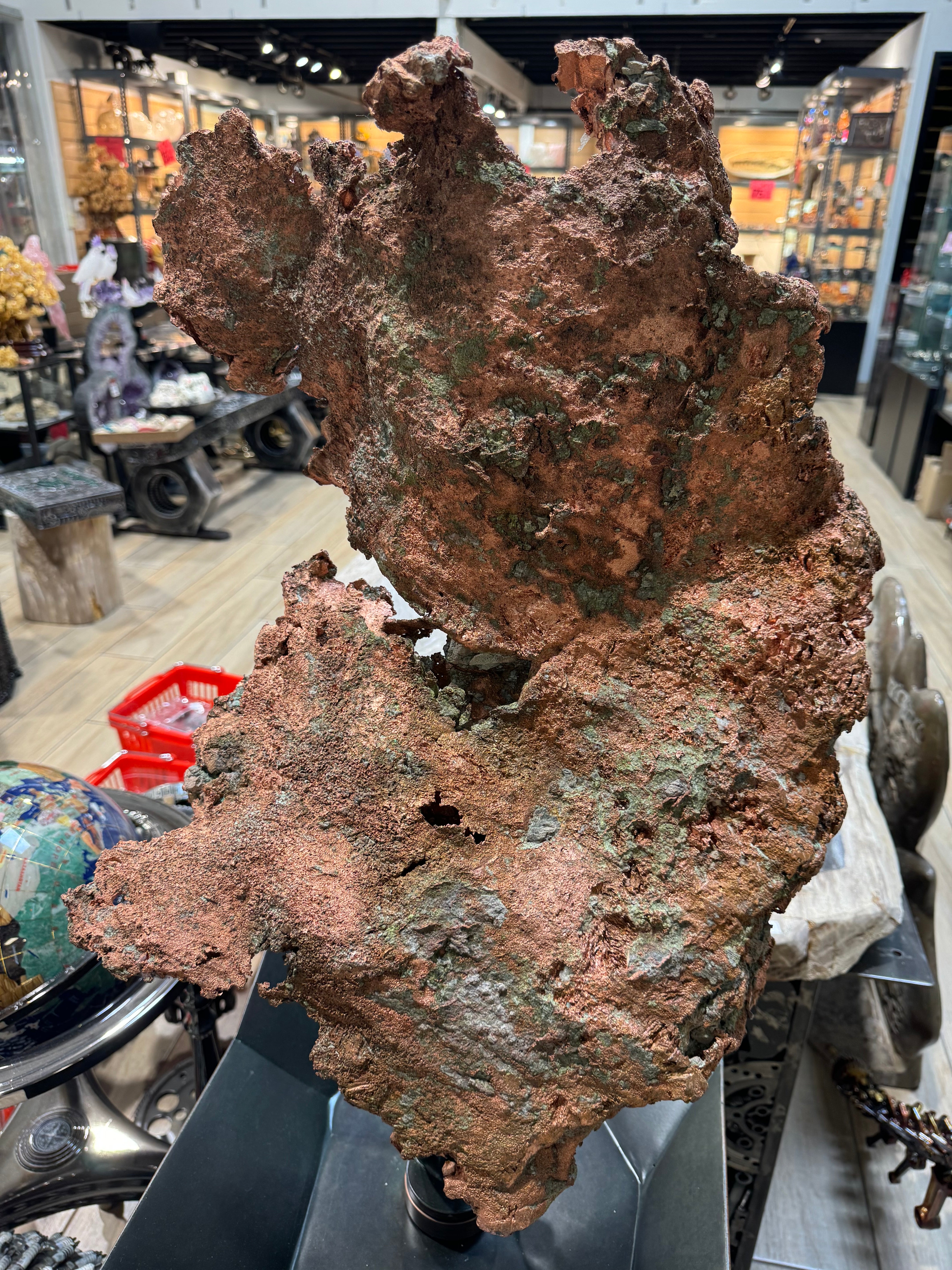 Natural XL Copper Specimen on custom stand 59” / 122 lbs