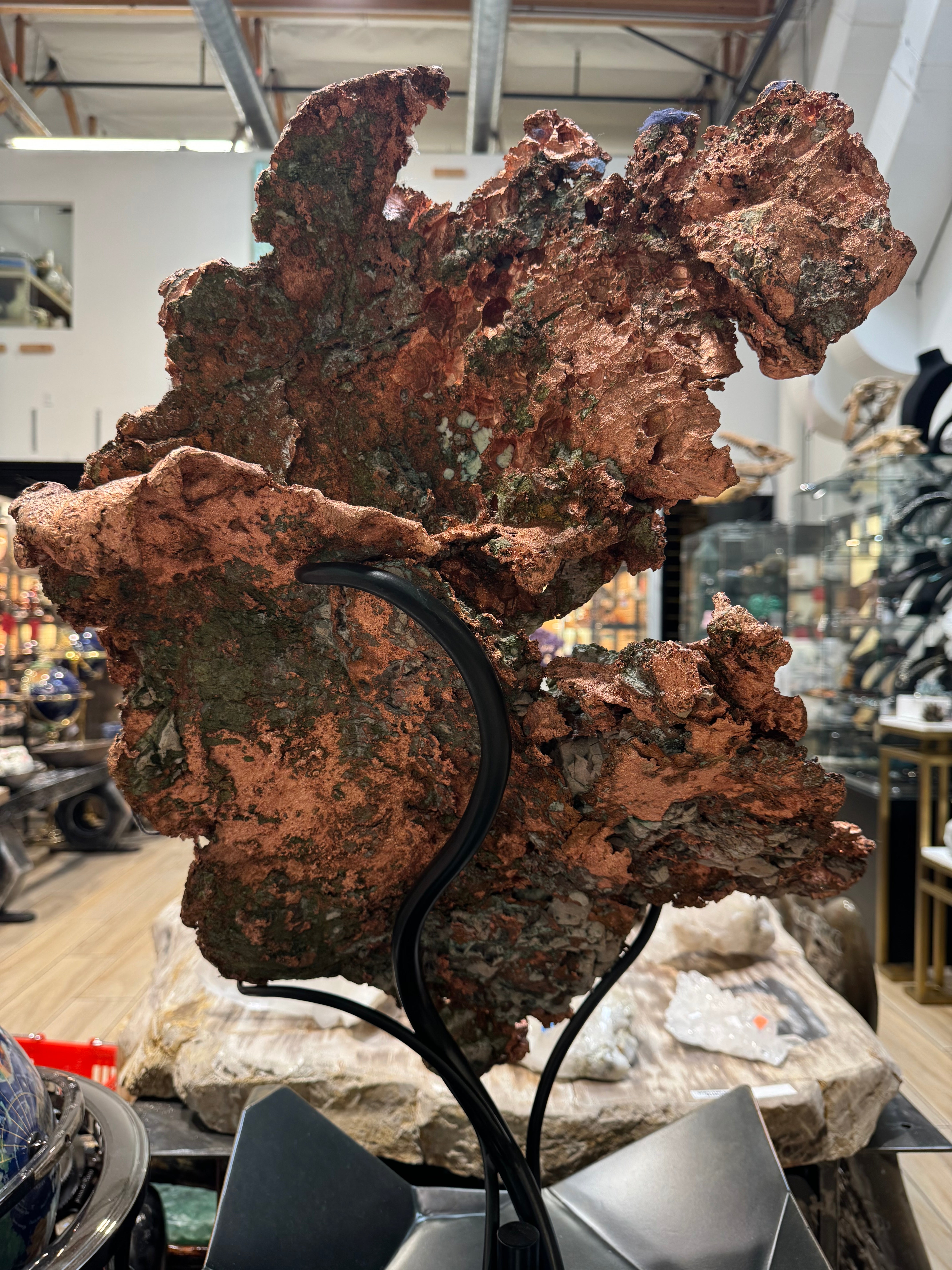 Natural XL Copper Specimen on custom stand 59” / 122 lbs