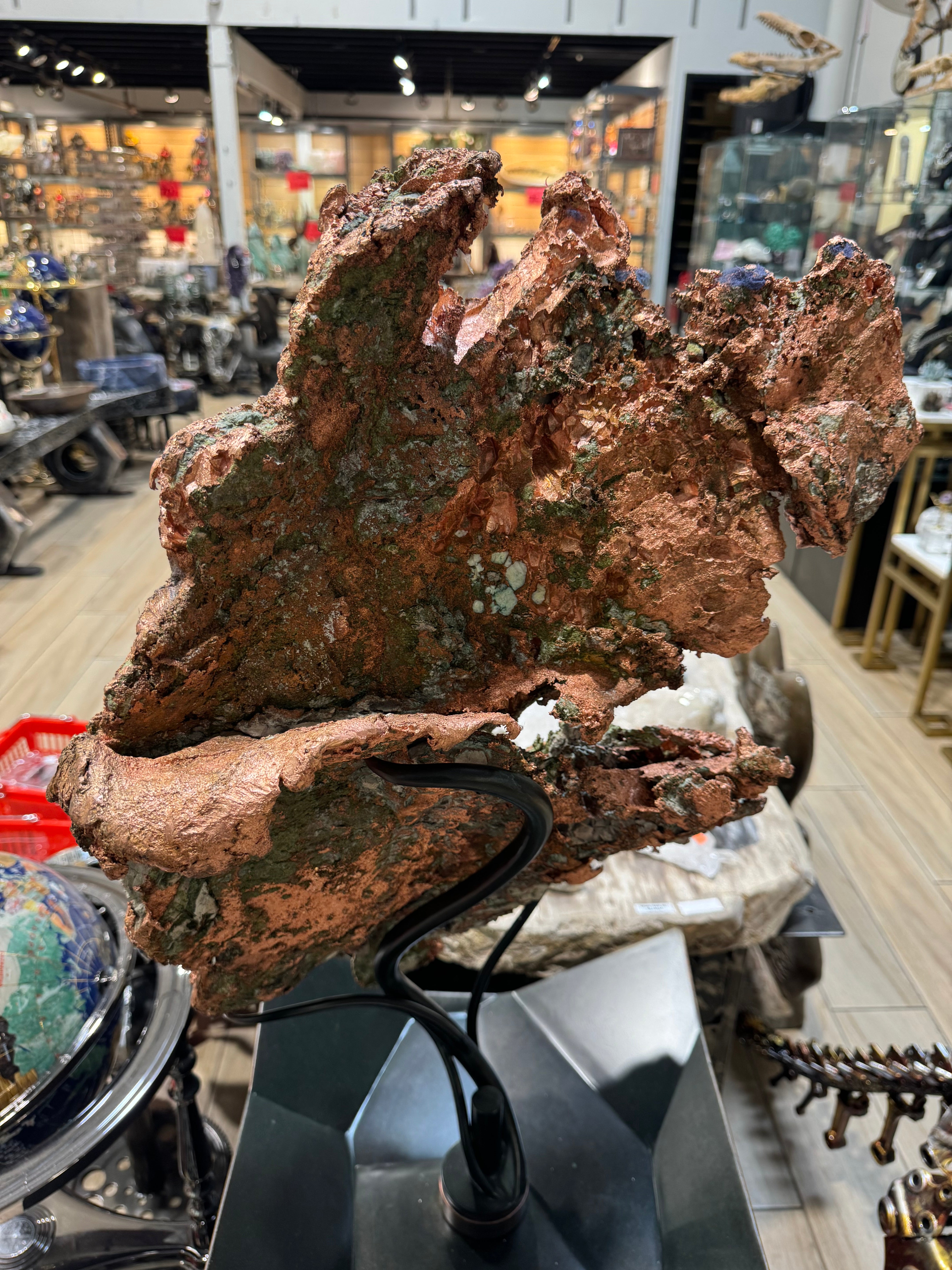 Natural XL Copper Specimen on custom stand 59” / 122 lbs