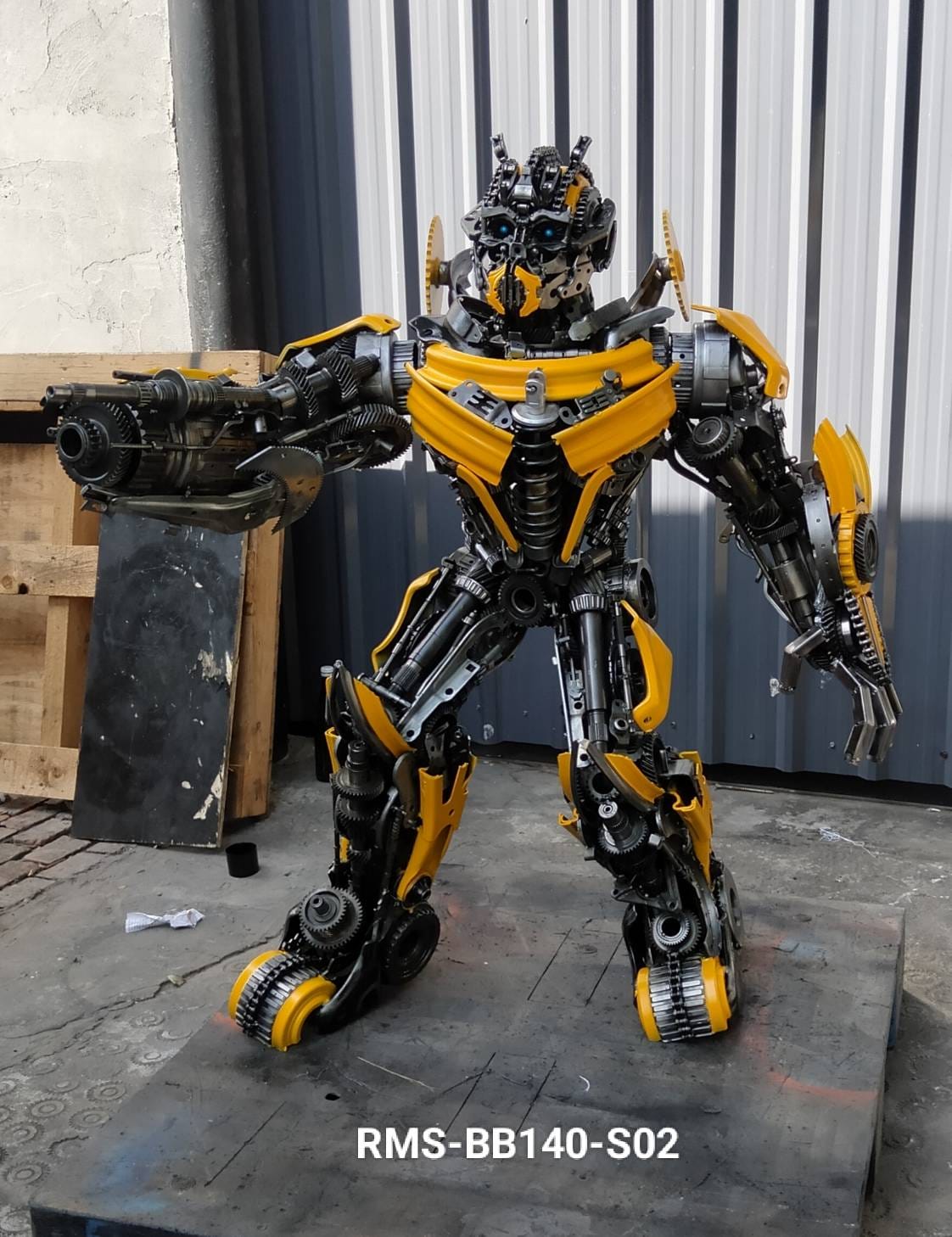 55" Bumblebee Inspired Recycled Metal Art Sculpture