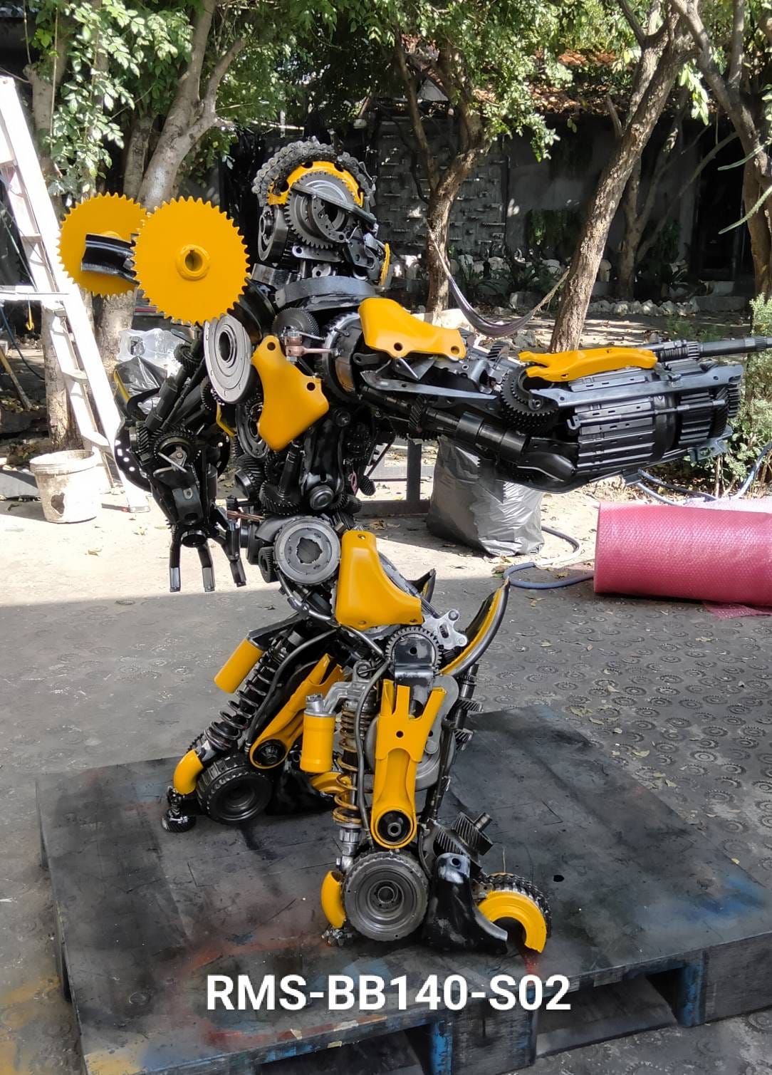 55" Bumblebee Inspired Recycled Metal Art Sculpture