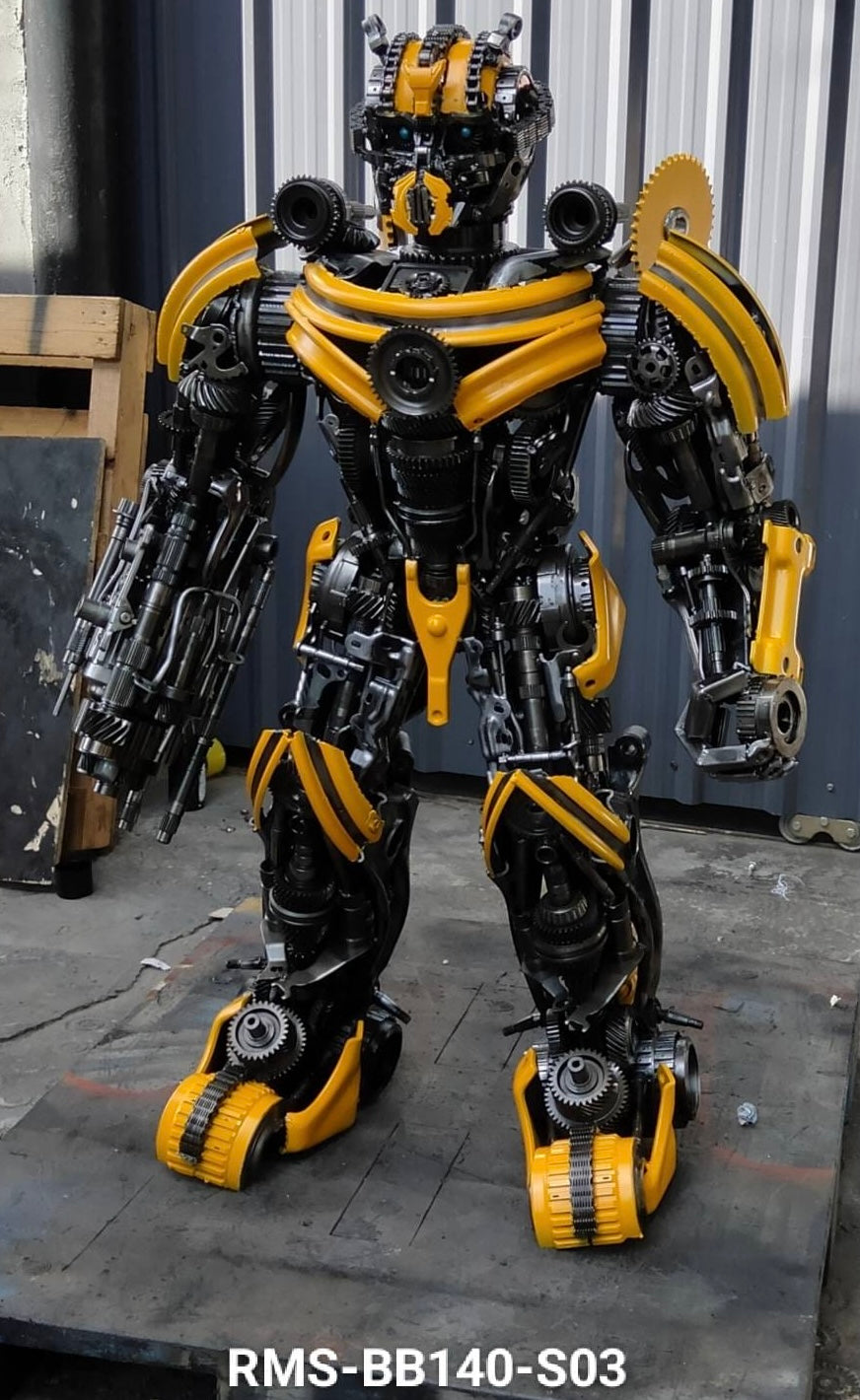 55" Bumblebee Inspired Recycled Metal Art Sculpture