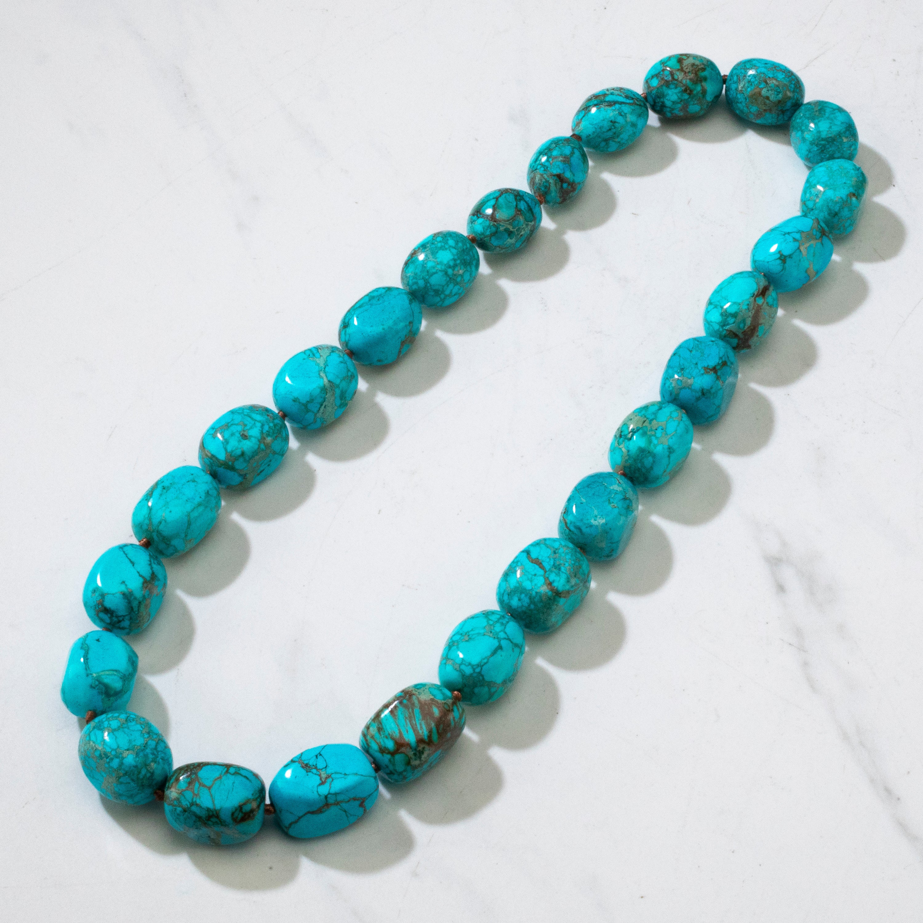 King Howlite Turquoise 25 mm Beads 28 in Necklace