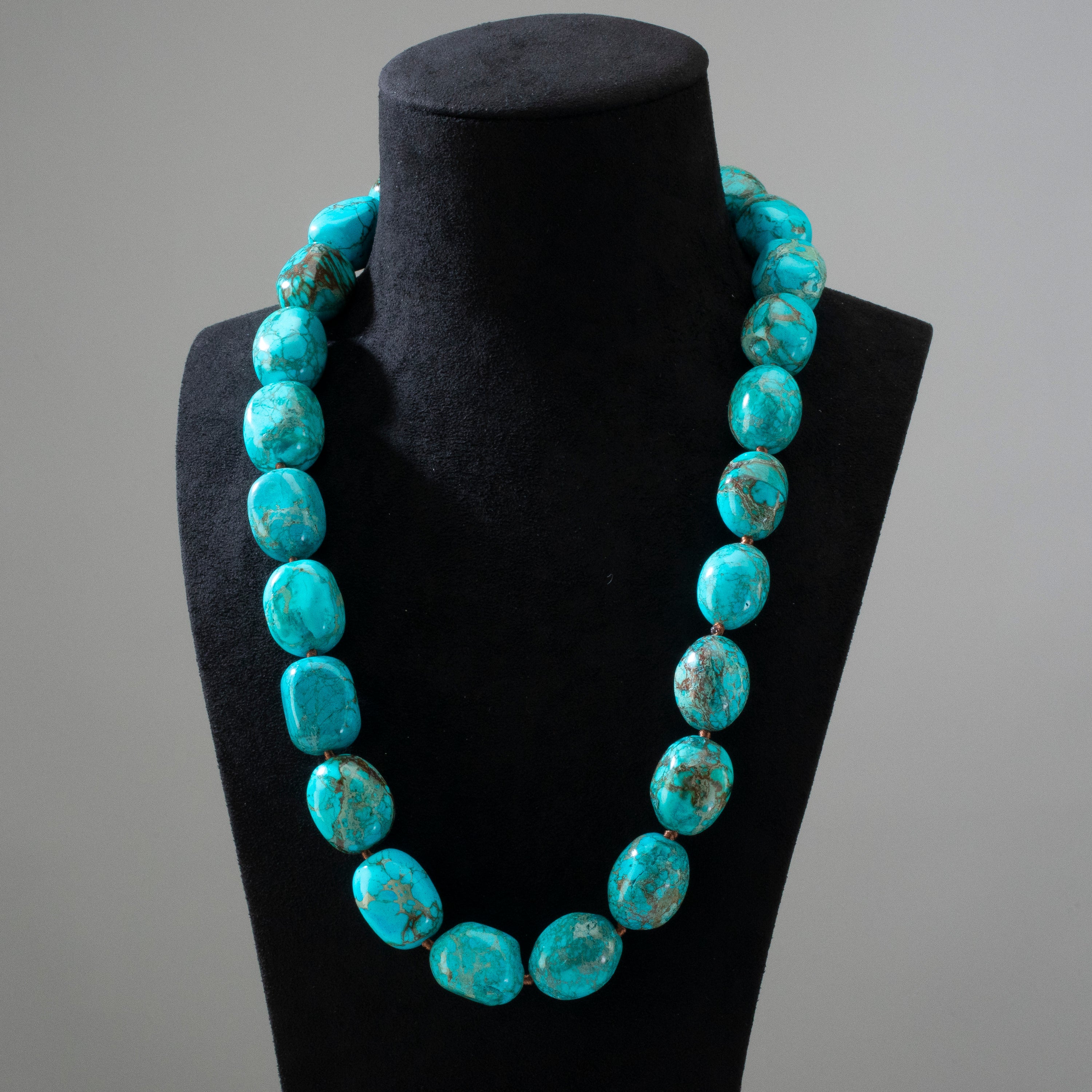 King Howlite Turquoise 25 mm Beads 28 in Necklace