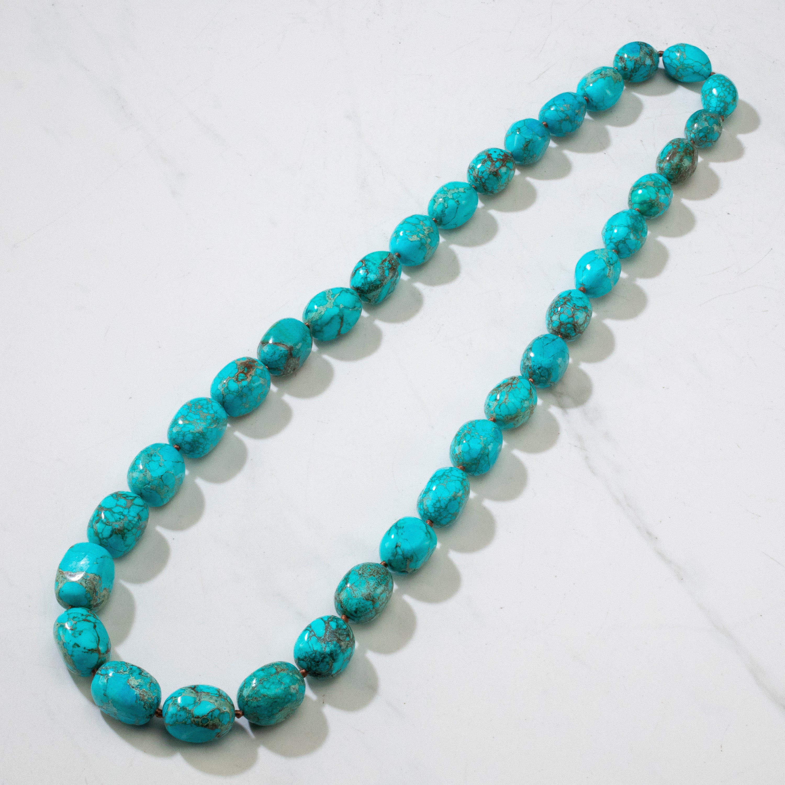 King Howlite Turquoise 25 mm Beads 37 in Necklace