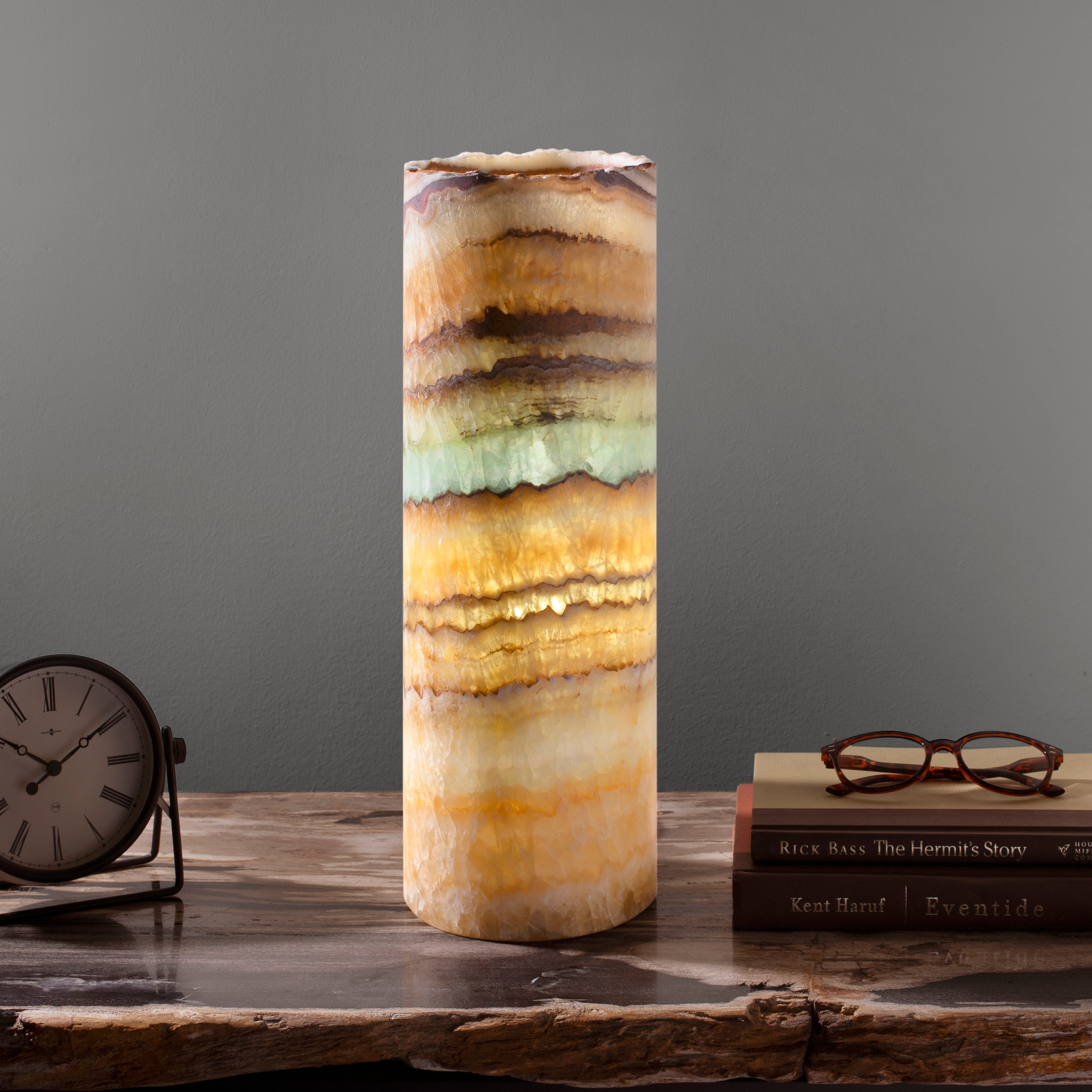 15" Aqua Amber Cylinder Light Tower from Mexico