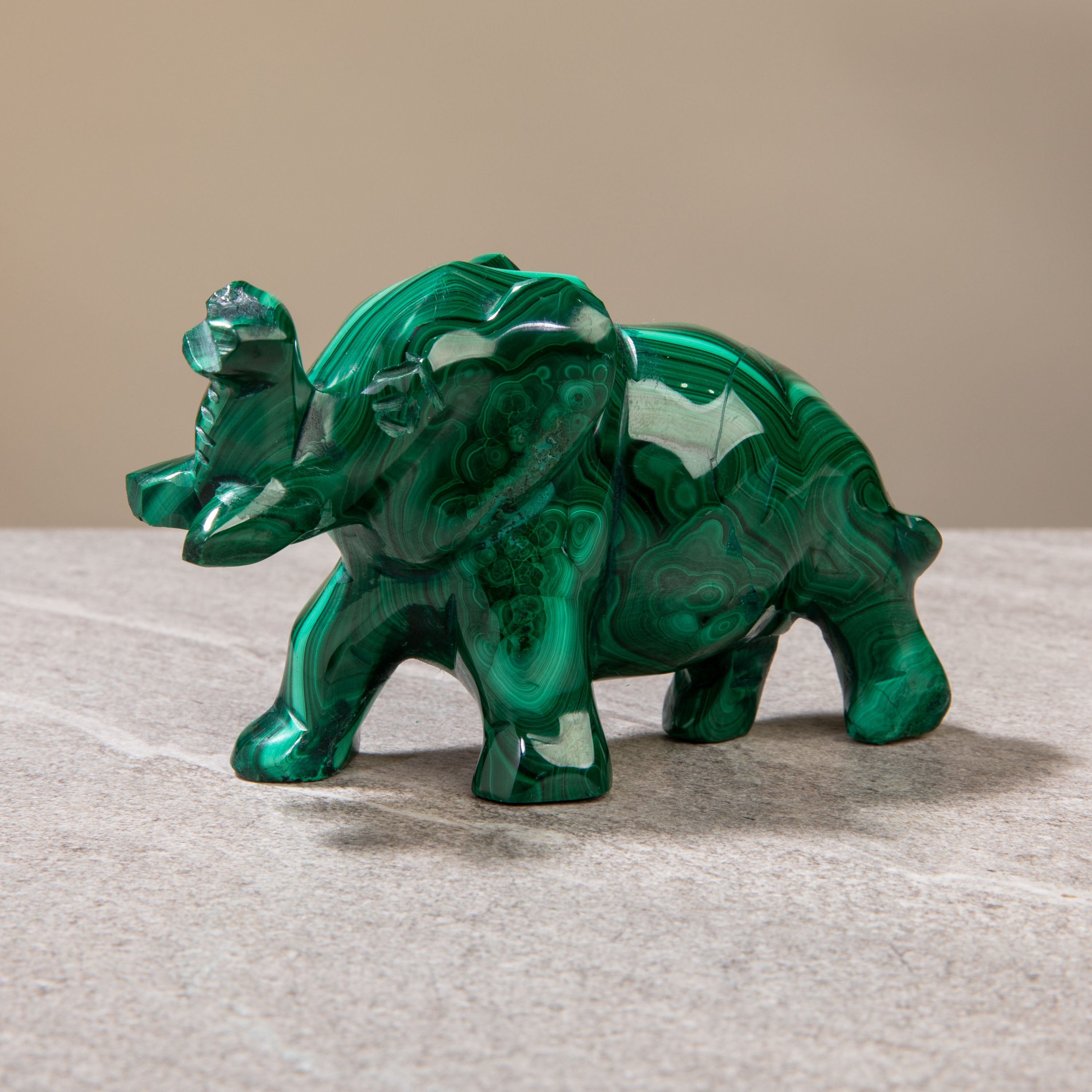 Malachite Elephant Carving from Congo - 3.5"/ 274 grams
