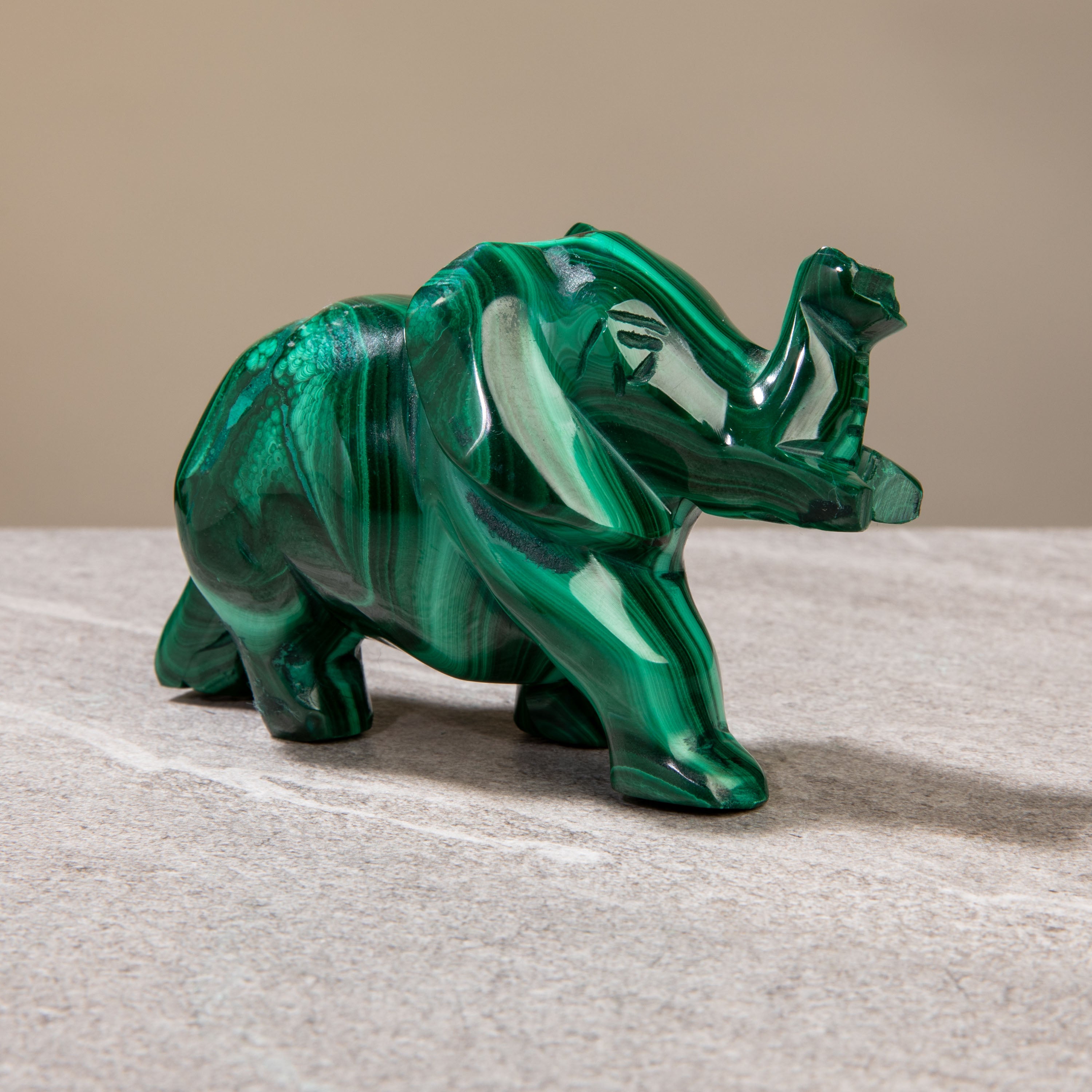 Malachite Elephant Carving from Congo - 3.5"/ 274 grams