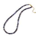 Natural Iolite Faceted 4mm Barrel 16in Necklace with Sterling Silver Extender