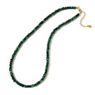 Natural Malachite Faceted 4mm Barrel 16in Necklace with Sterling Silver Extender