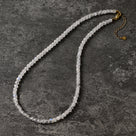 Moonstone Faceted 4mm Barrel 16in Necklace with Sterling Silver Extender