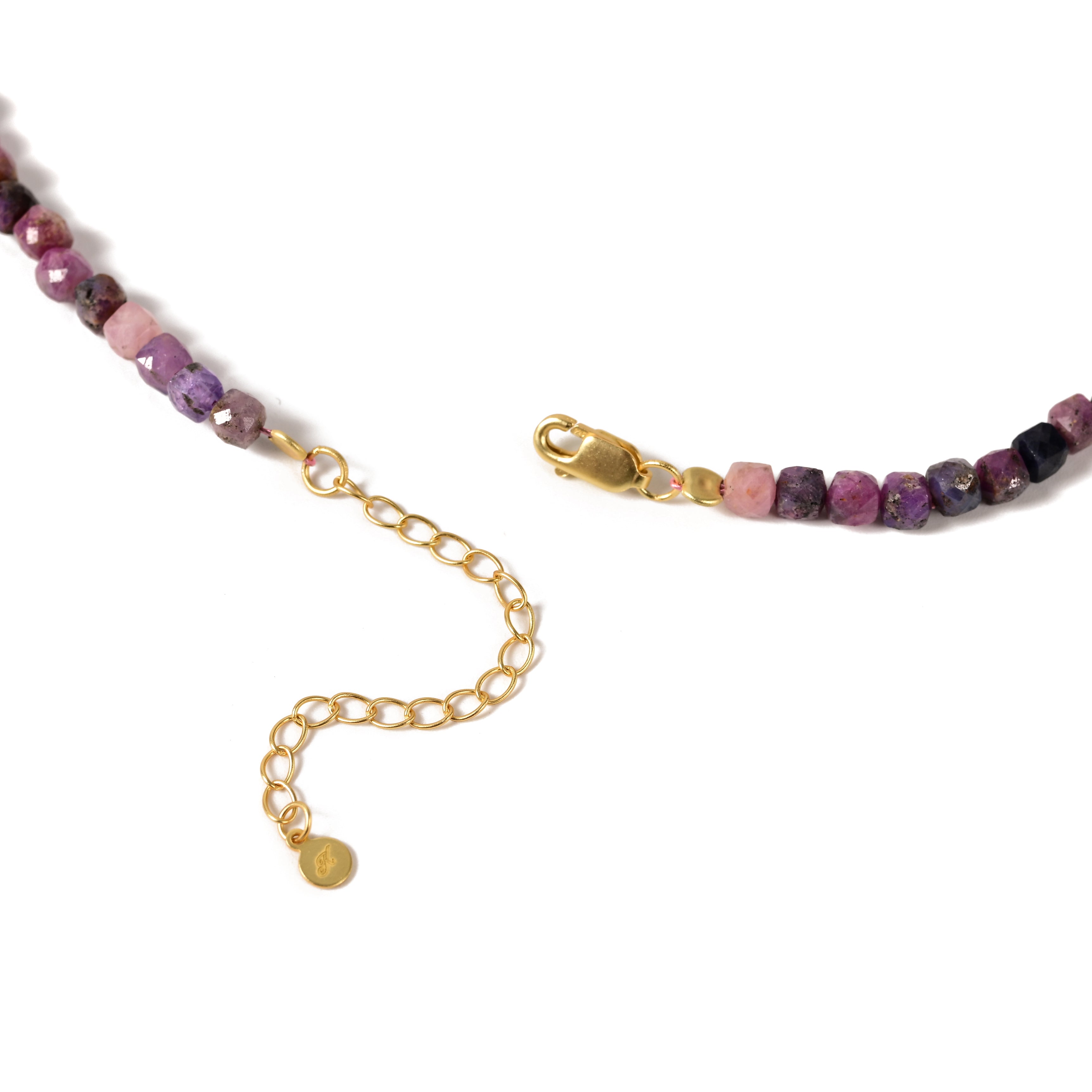 Natural Ruby Sapphire Faceted 4mm Barrel 16in Necklace with Sterling Silver Extender