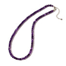 Natural Amethyst Faceted 4mm Barrel 16in Necklace with Sterling Silver Extender