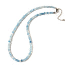 Natural Aquamarine Faceted 4mm Barrel 16in Necklace with Sterling Silver Extender