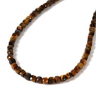 Natural Tiger Eye Faceted 4mm Barrel 16in Necklace with Sterling Silver Extender