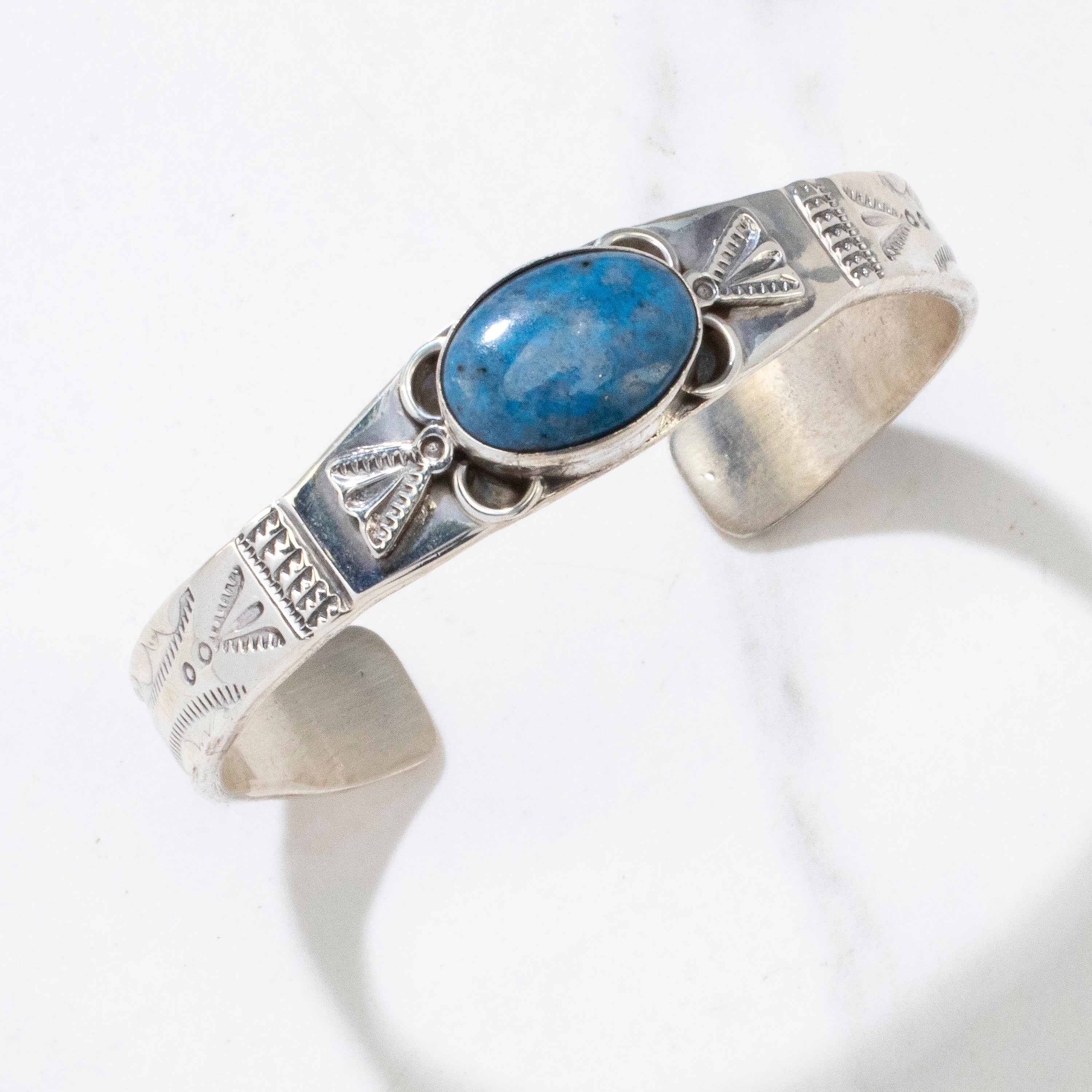 Denim Lapis Navajo USA Native American Made 925 Sterling Silver Cuff