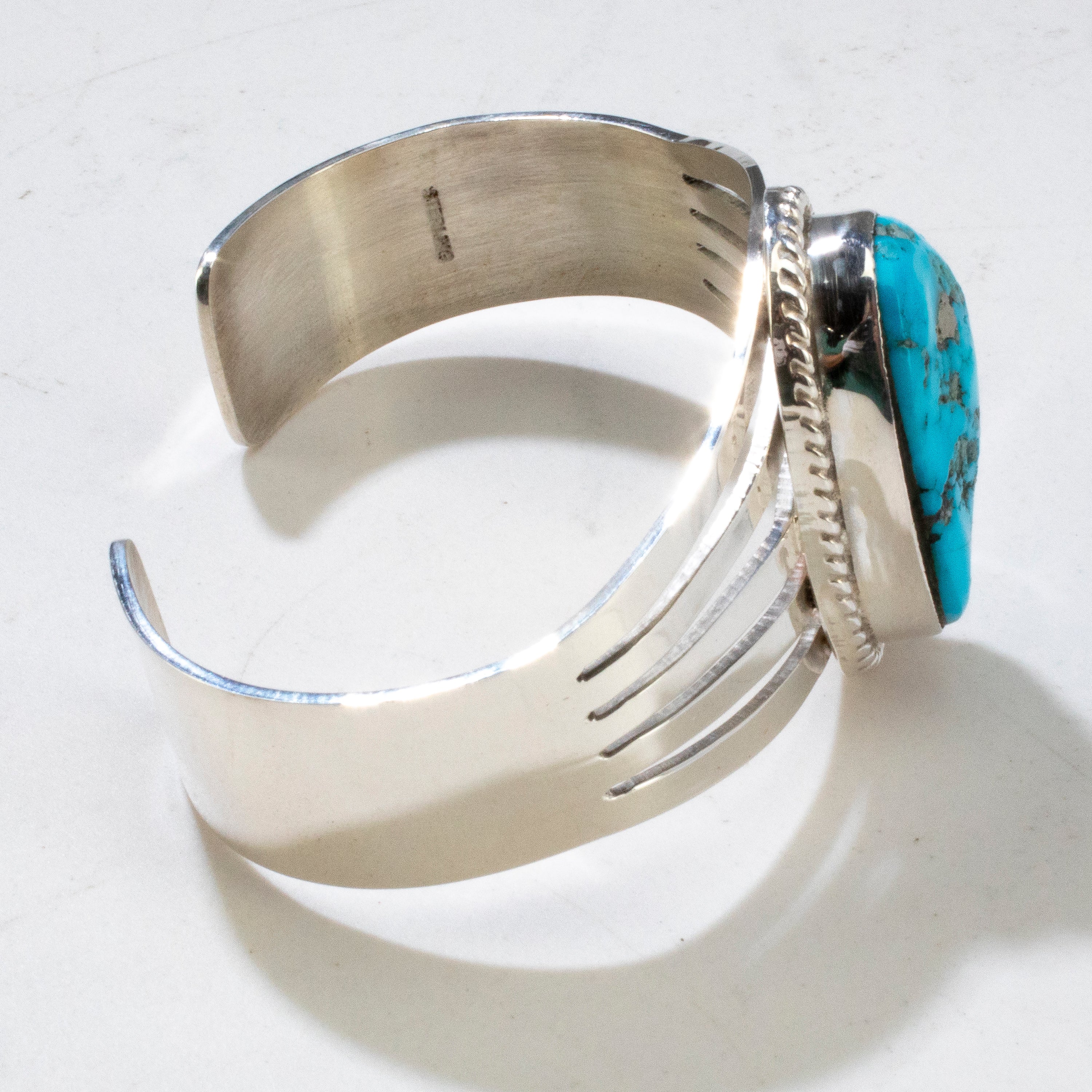 Kingman Turquoise with Pyrite Navajo USA Native American Made 925 Sterling Silver Cuff