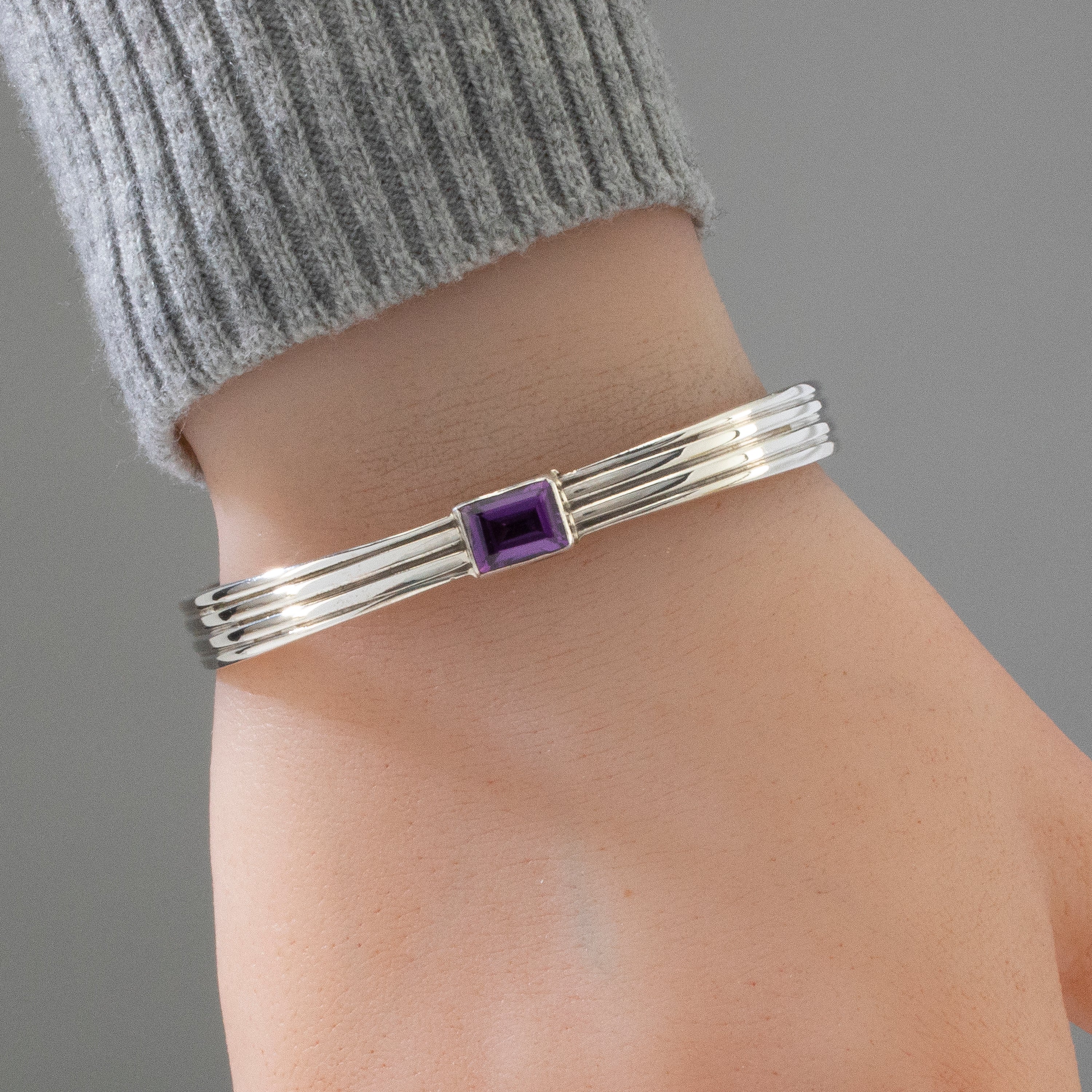 Amethyst Navajo USA Native American Made 925 Sterling Silver Cuff