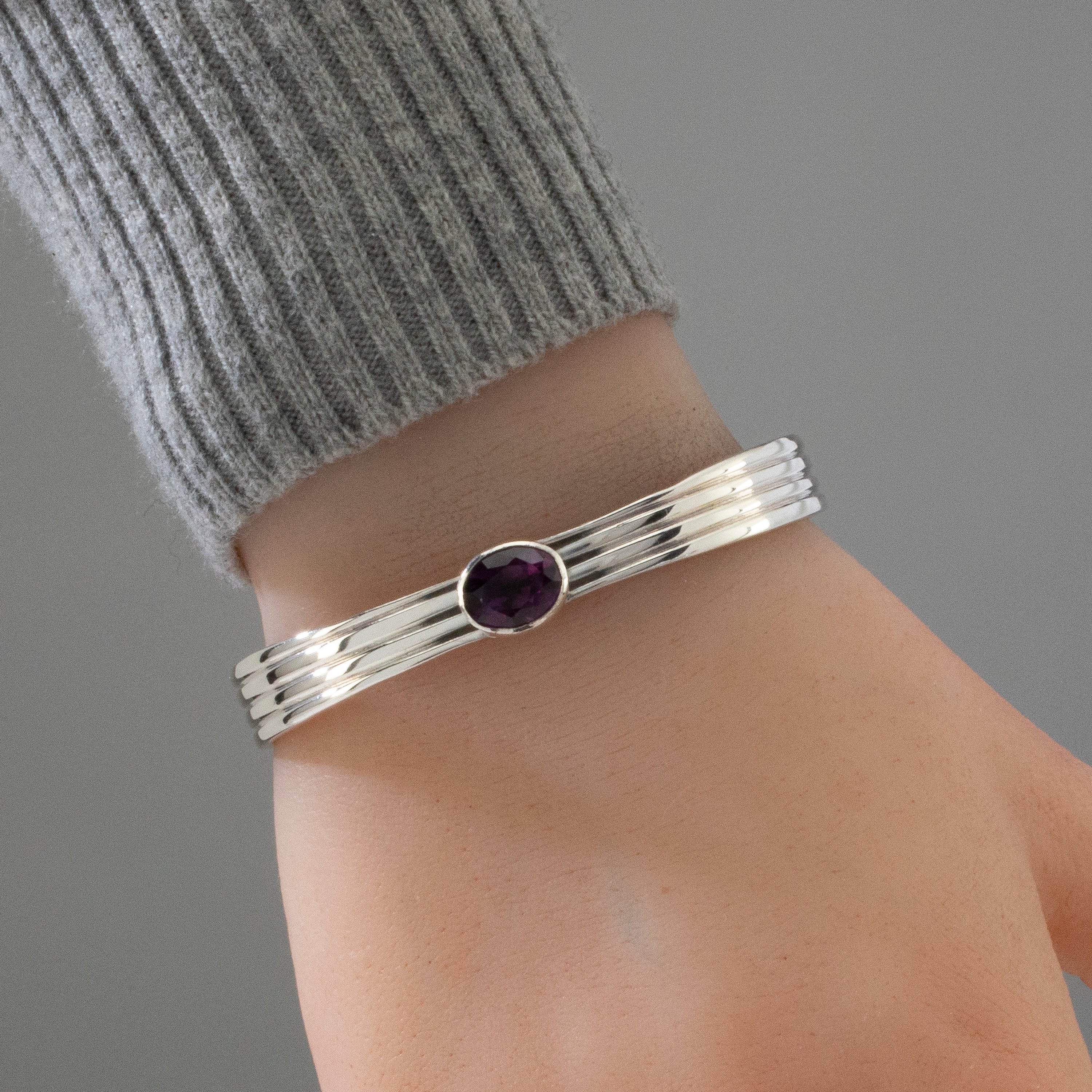 Amethyst Navajo USA Native American Made 925 Sterling Silver Cuff