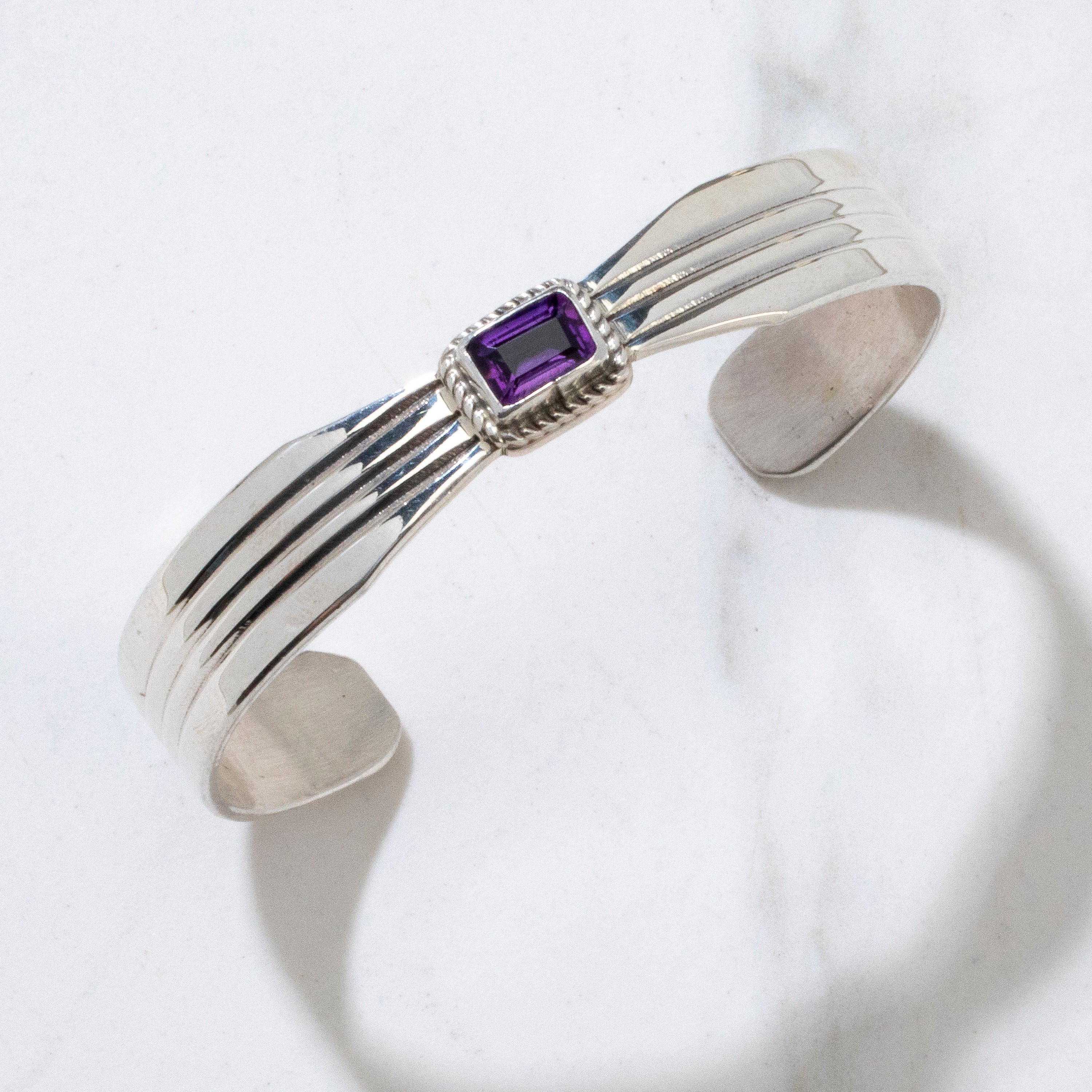 Joe Begay Amethyst Navajo USA Native American Made 925 Sterling Silver Cuff