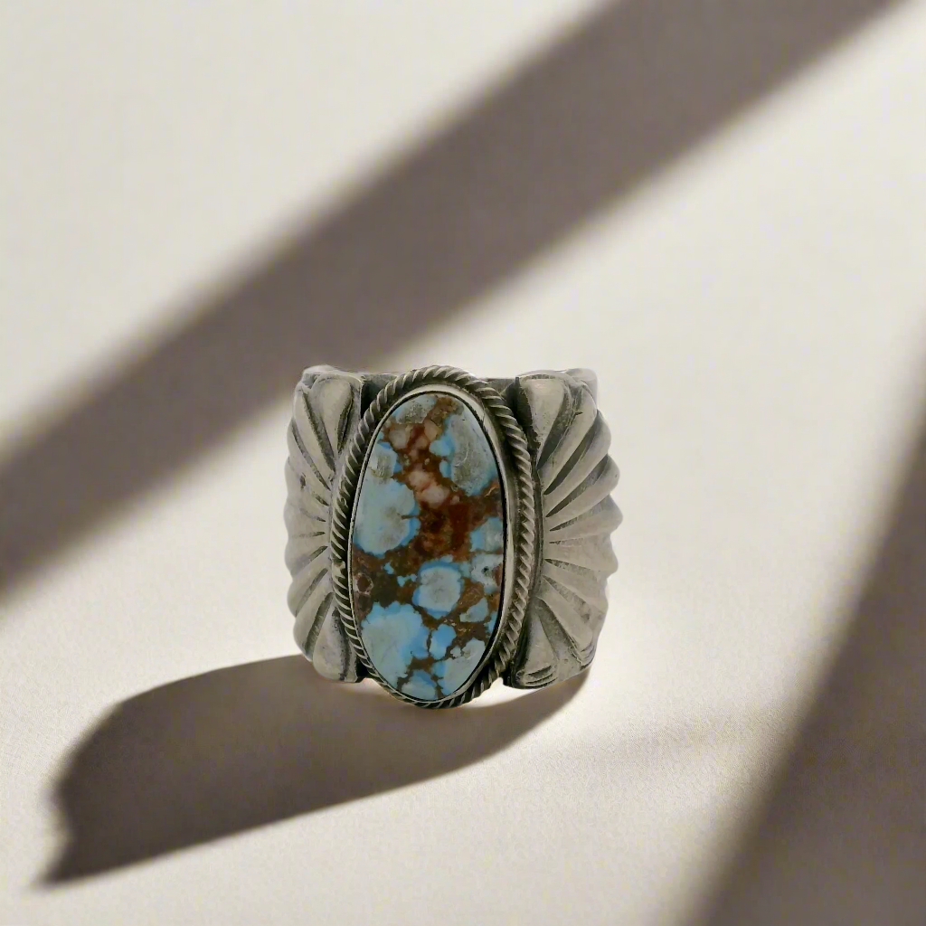 Tillie Jon Golden Hills Turquoise Navajo USA Native American Made 925 Sterling Silver Ring