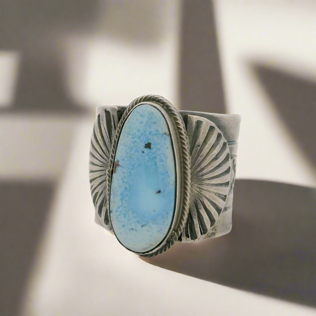 Tillie Jon Golden Hills Turquoise Navajo USA Native American Made 925 Sterling Silver Ring