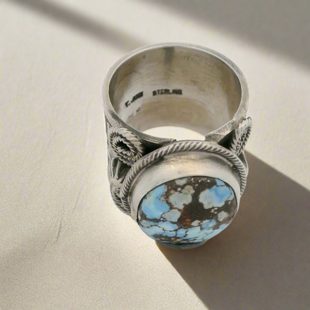 Tillie Jon Golden Hills Turquoise Navajo USA Native American Made 925 Sterling Silver Ring