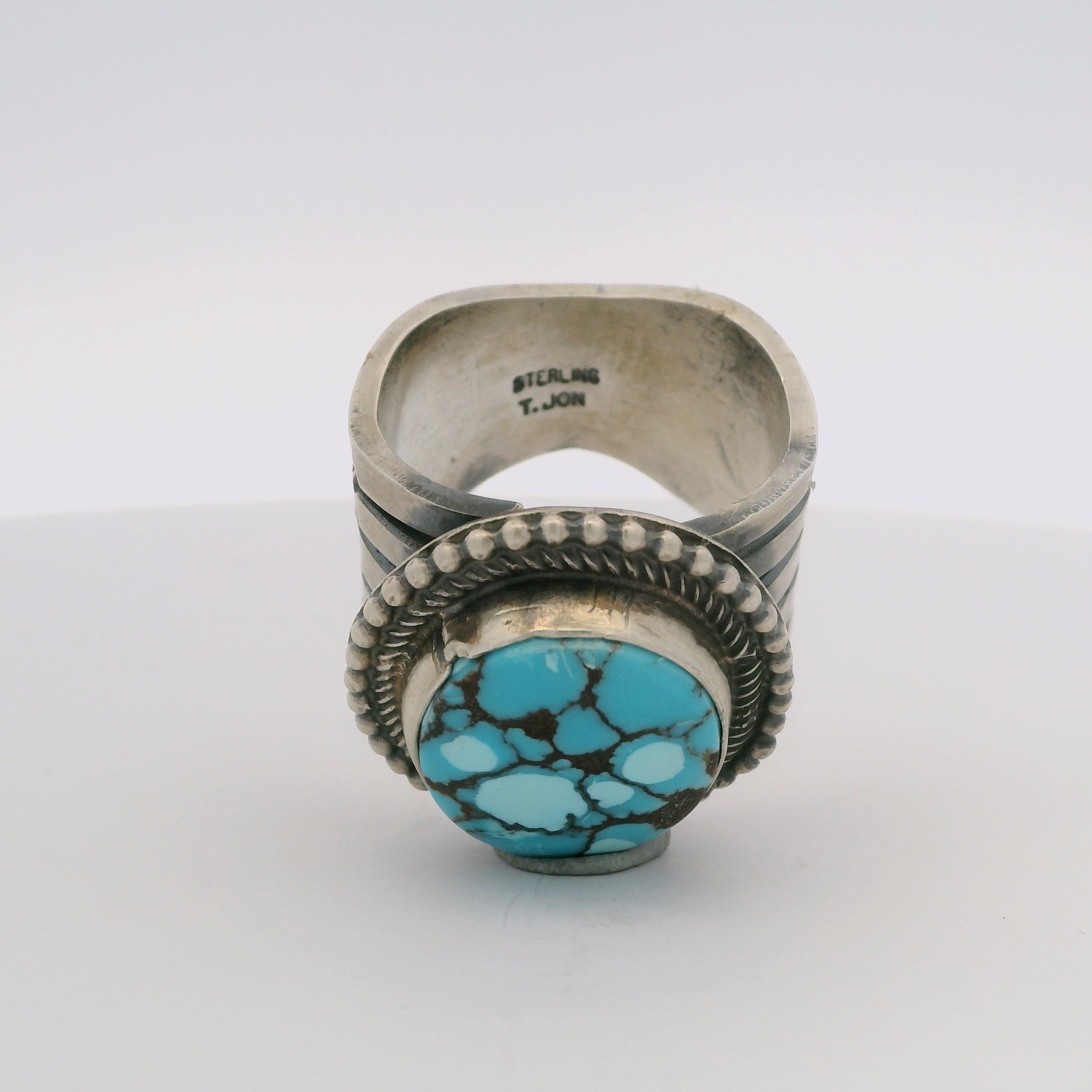 Tillie Jon Egyptian Turquoise Navajo USA Native American Made 925 Sterling Silver Ring