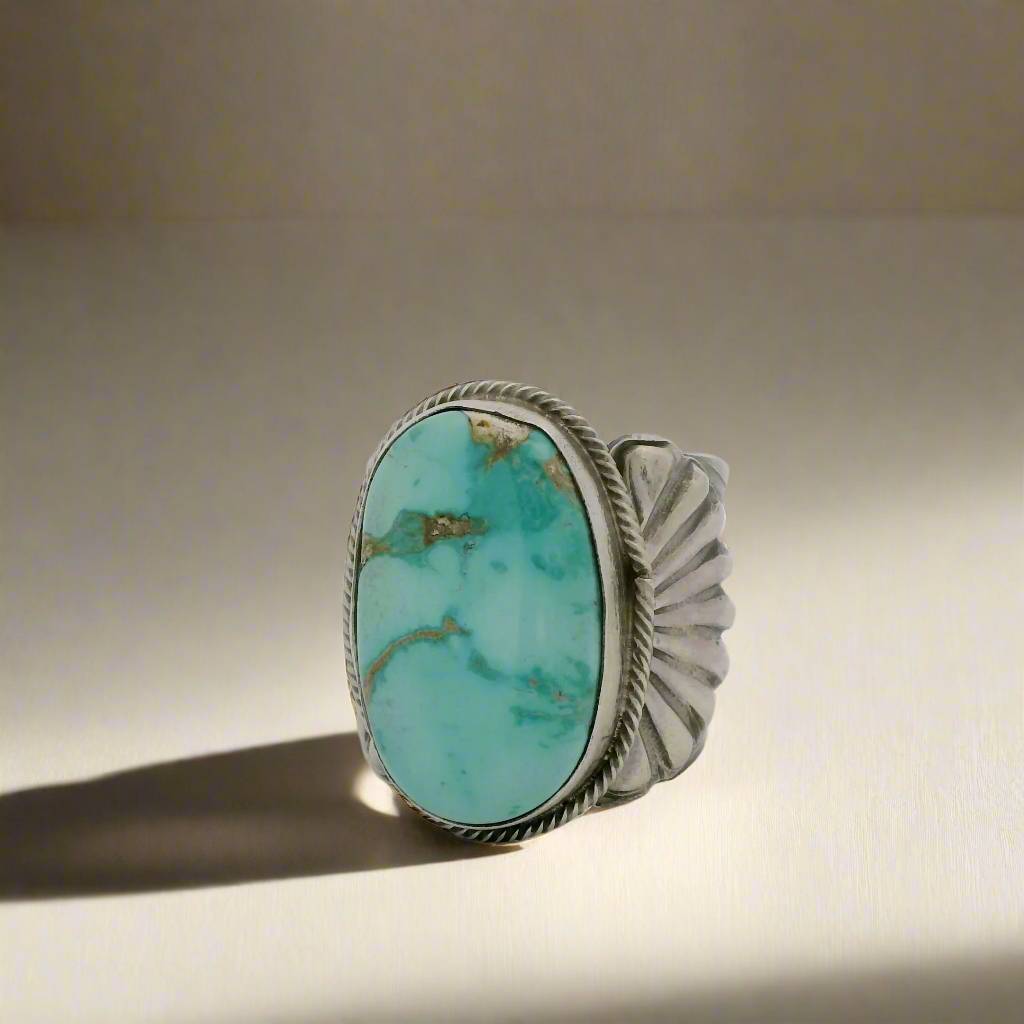 Tillie Jon Royston Turquoise Navajo USA Native American Made 925 Sterling Silver Ring